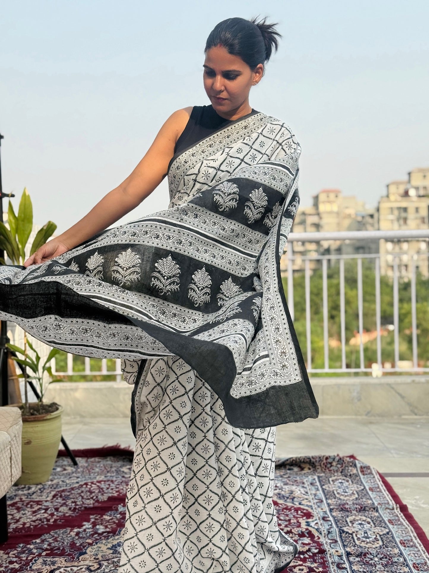 SHRUTIKA_Heritage Sanganeri Hand Block Printed Pure Cotton Saree
