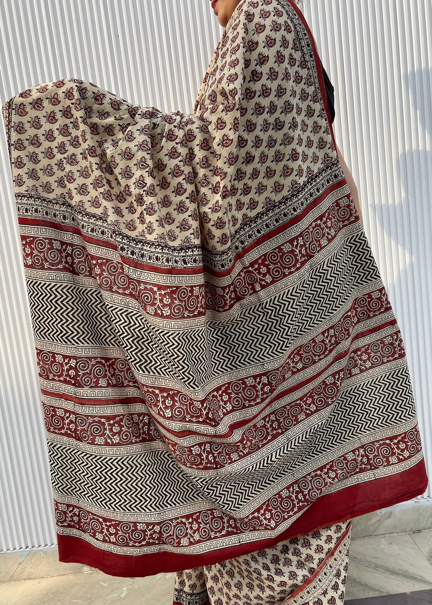 CHAHAK_Heritage Bagru Hand Block Printed Pure Cotton Saree