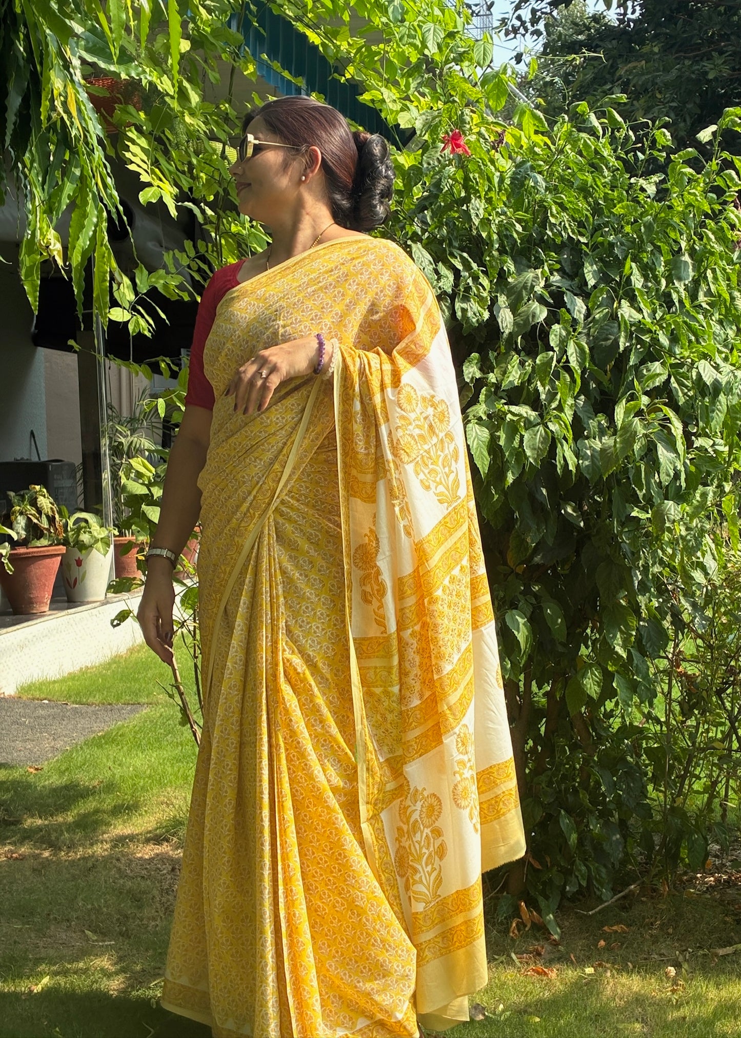 SUNAINA_Heritage Sanganeri Hand Block Printed Pure Cotton Saree