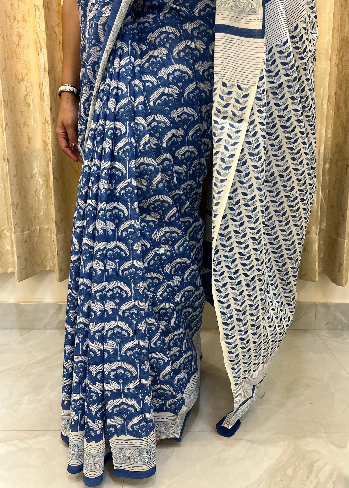 NIKITA_Heritage Sanganeri Hand Block Printed Pure Cotton Saree