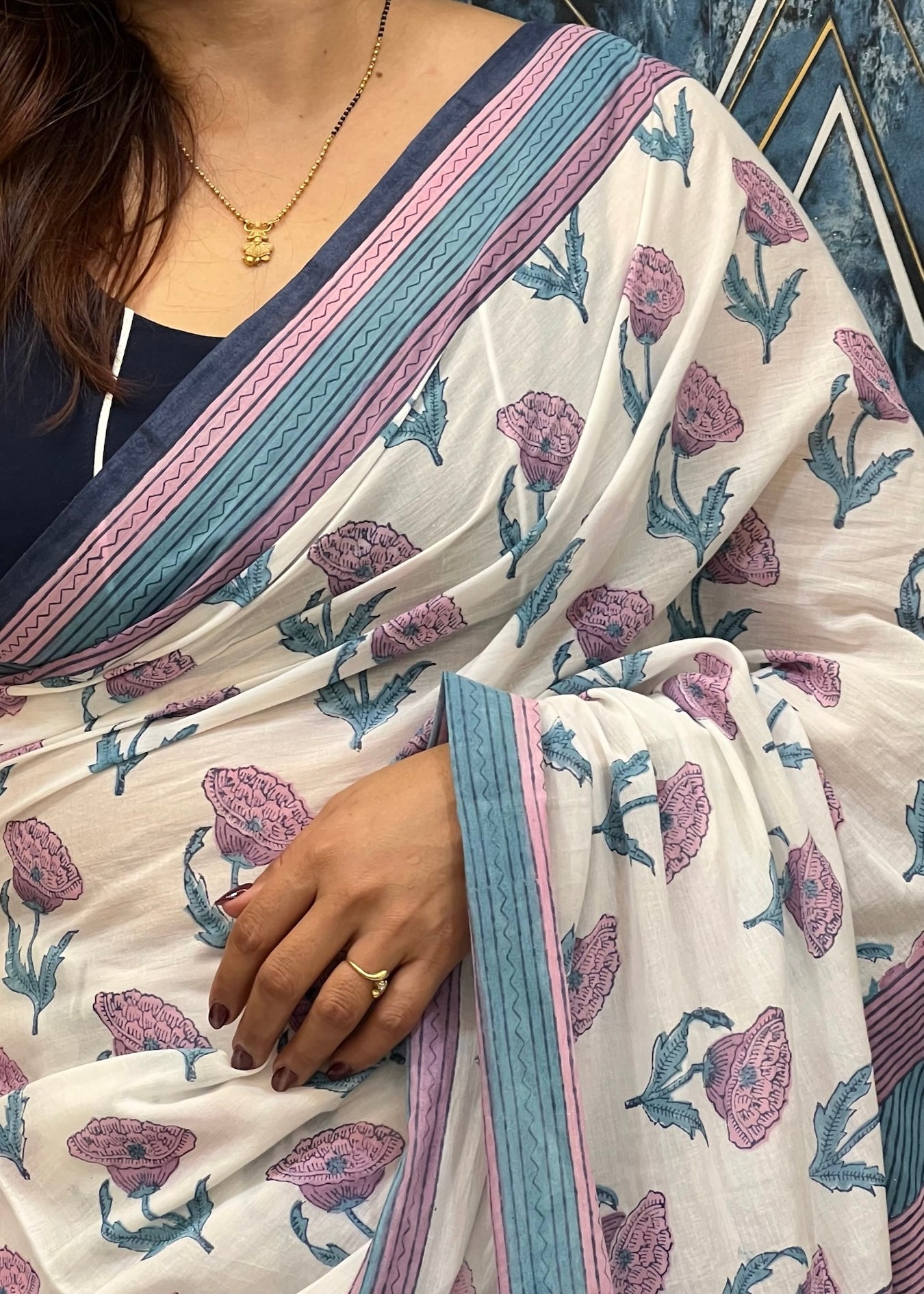 SALONI_Heritage Sanganeri Hand Block Printed Pure Cotton Saree