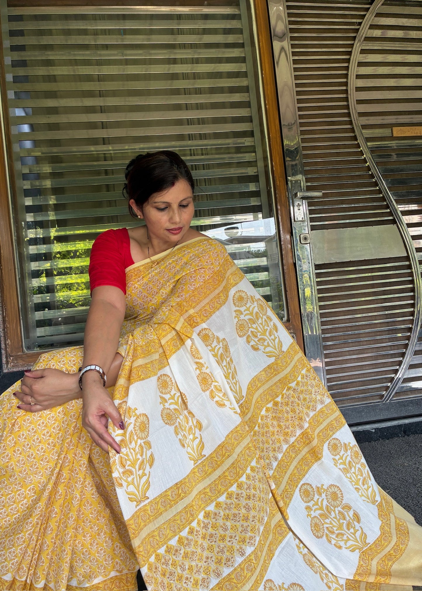 SUNAINA_Heritage Sanganeri Hand Block Printed Pure Cotton Saree