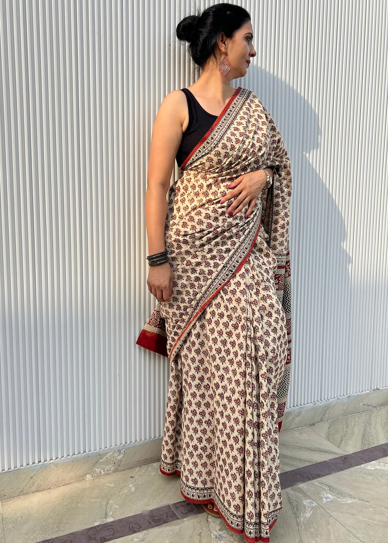 CHAHAK_Heritage Bagru Hand Block Printed Pure Cotton Saree
