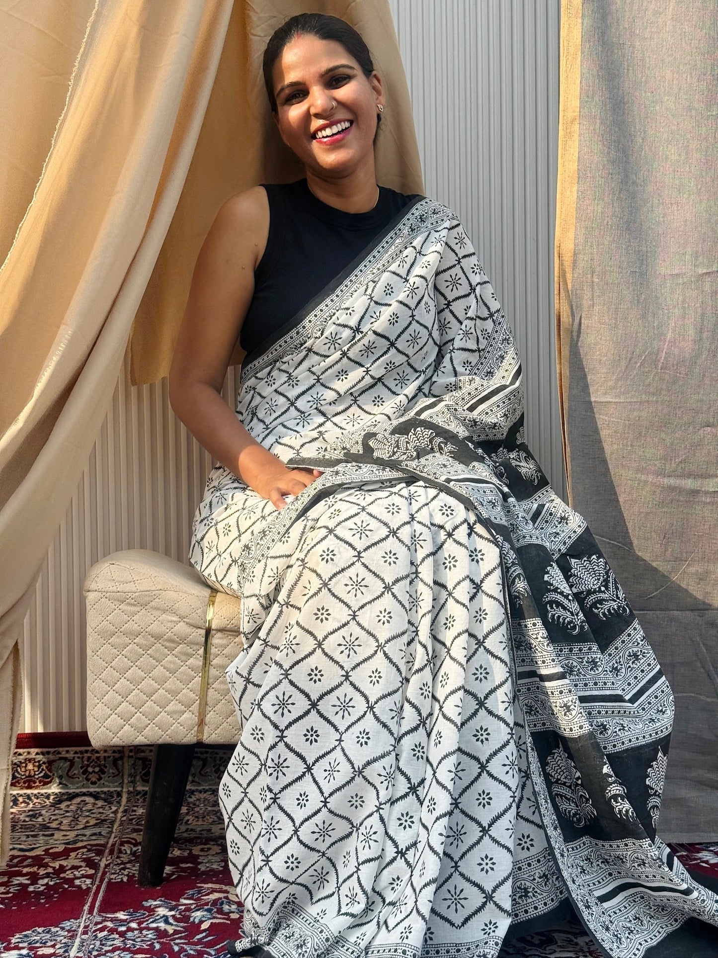 SHRUTIKA_Heritage Sanganeri Hand Block Printed Pure Cotton Saree