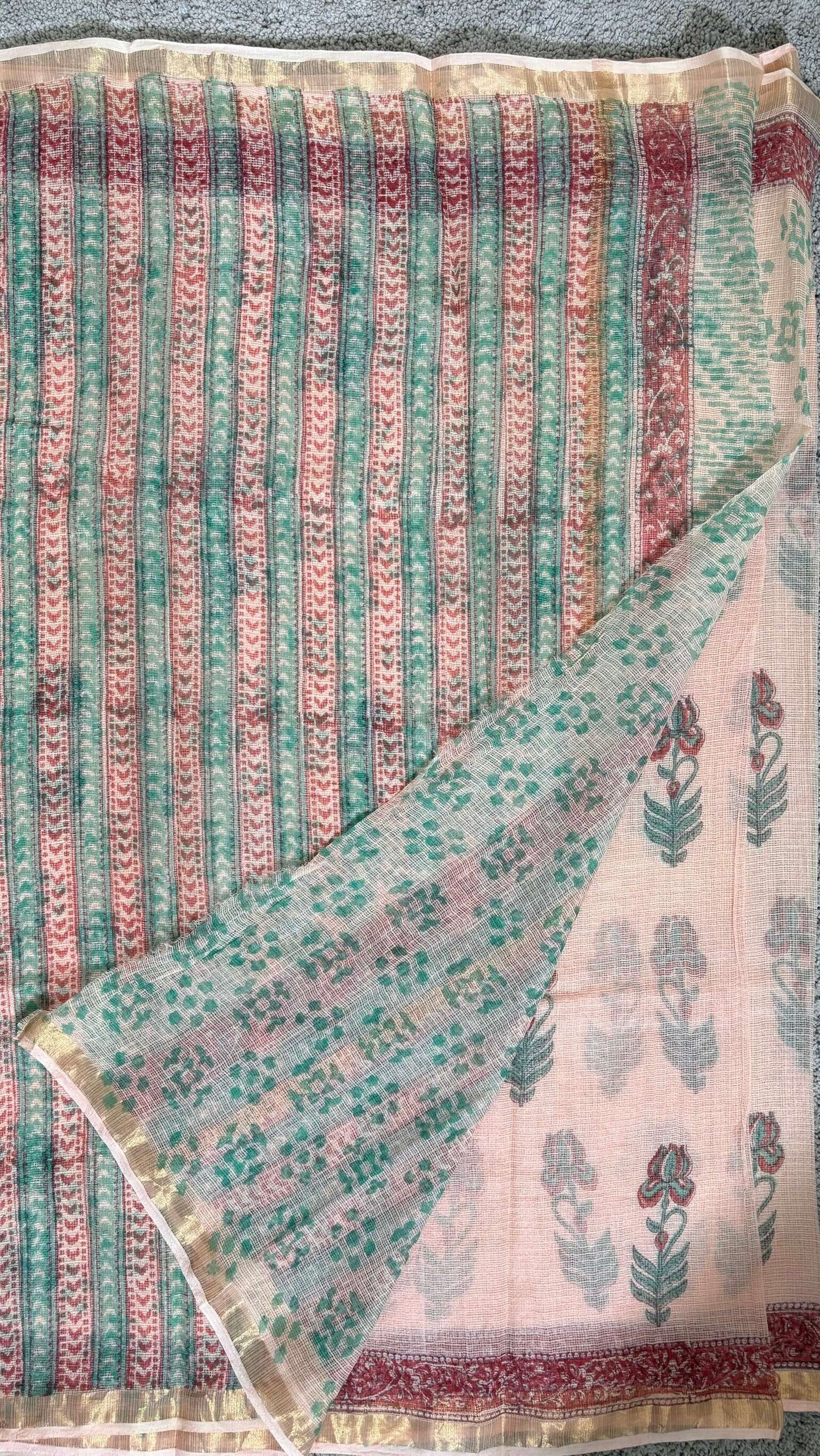 Peach_ Kota Doria Saree