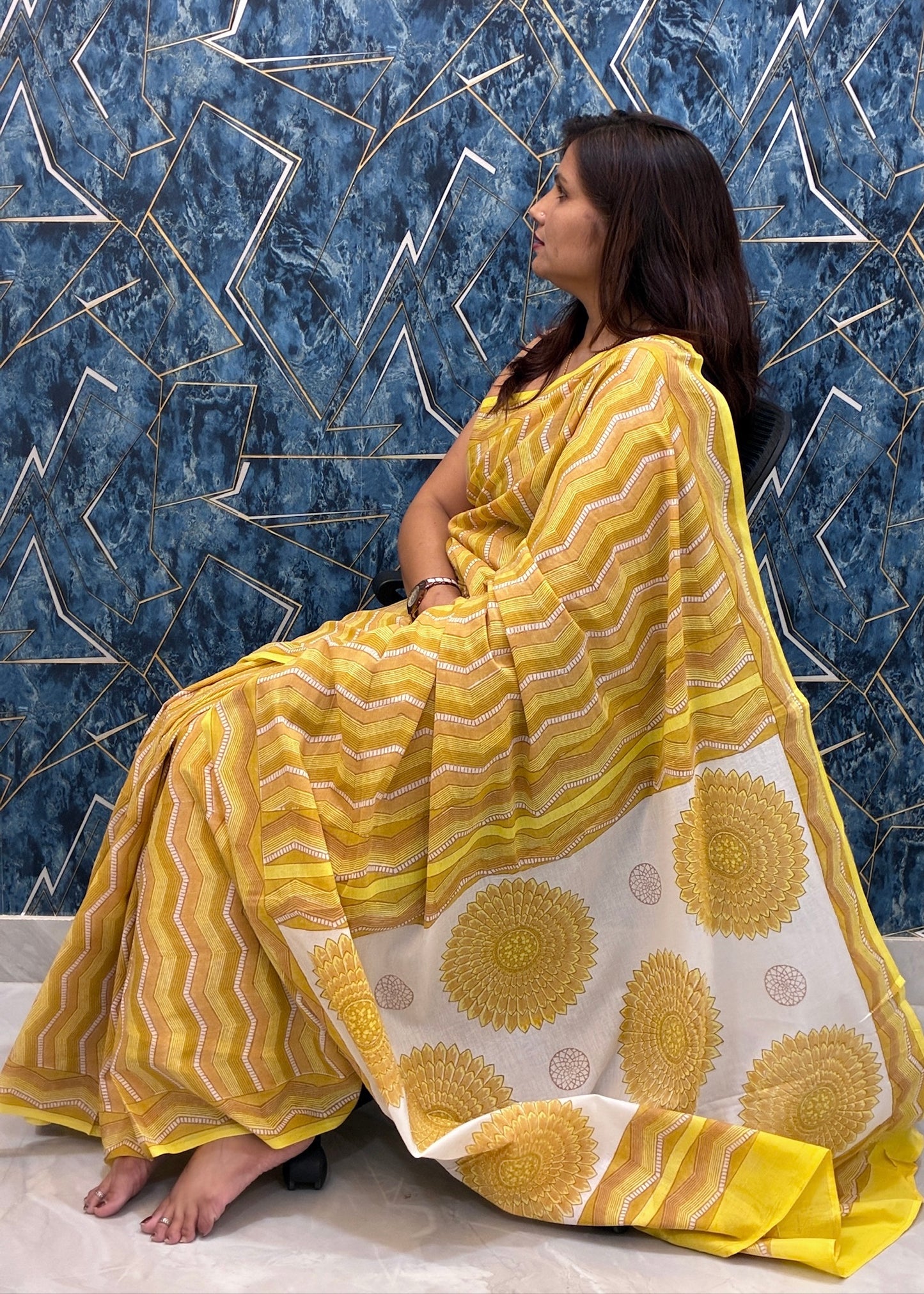 SANDHYA_Heritage Sanganeri Hand Block Printed Pure Cotton Saree
