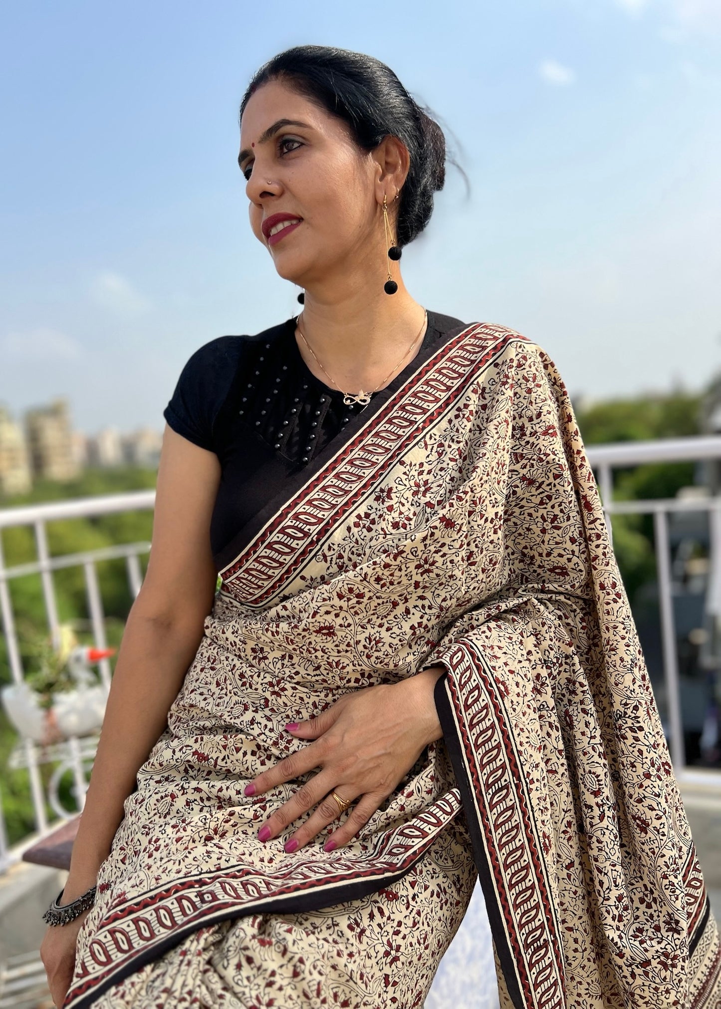 CHITRA_Heritage Bagru Hand Block Printed Pure Cotton Saree