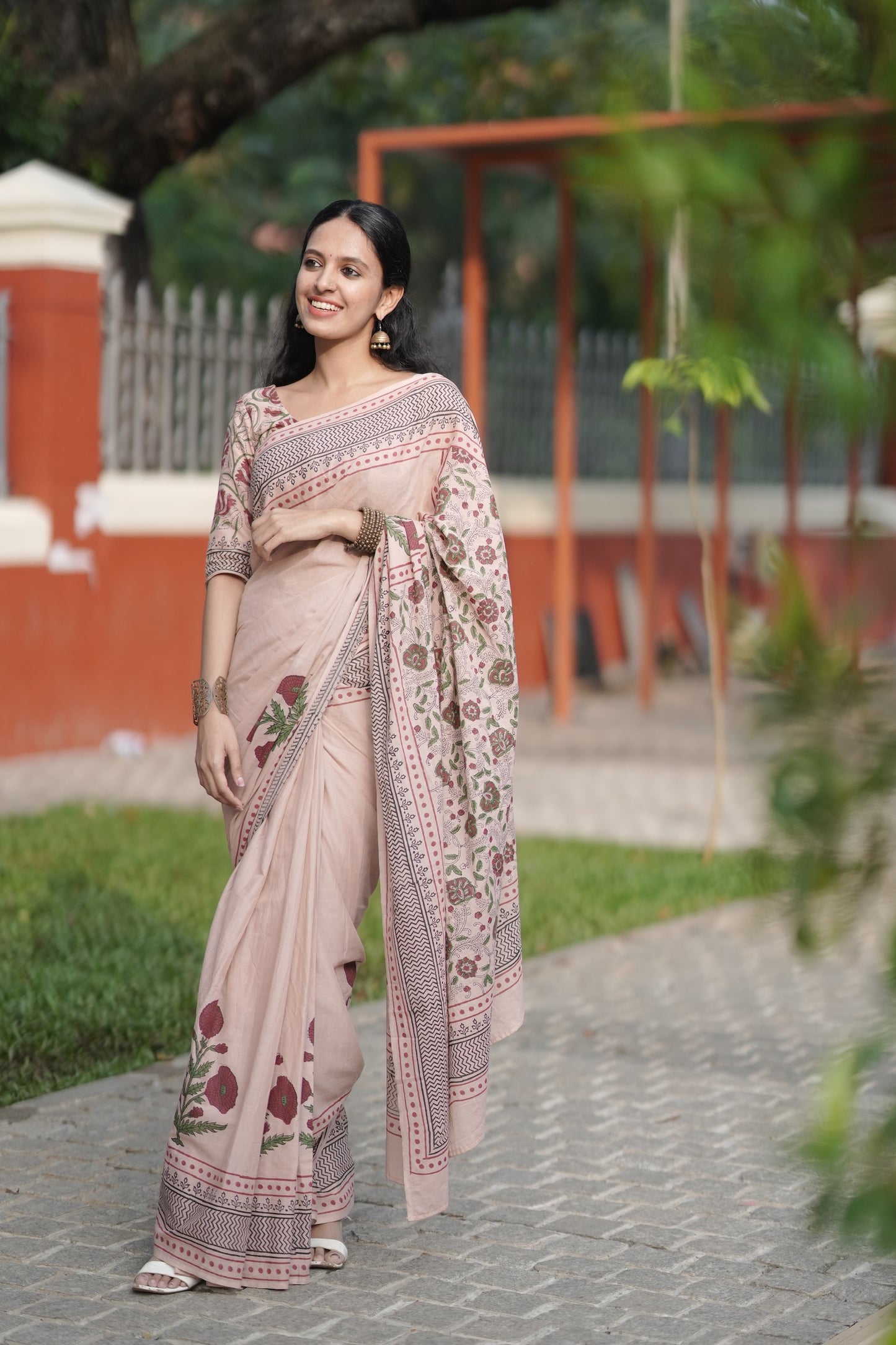 Nayana Hand Block Printed Cotton Saree