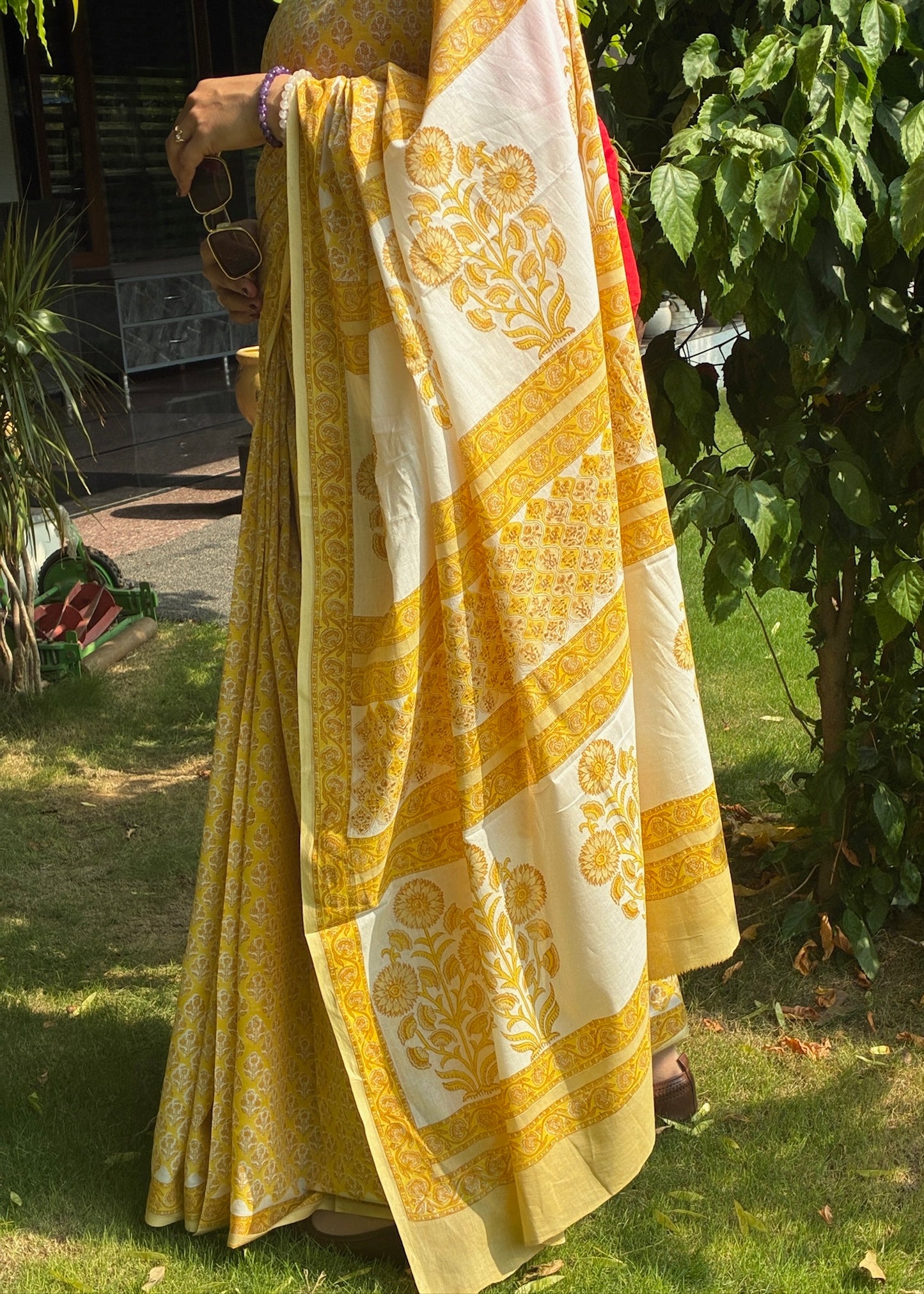 SUNAINA_Heritage Sanganeri Hand Block Printed Pure Cotton Saree