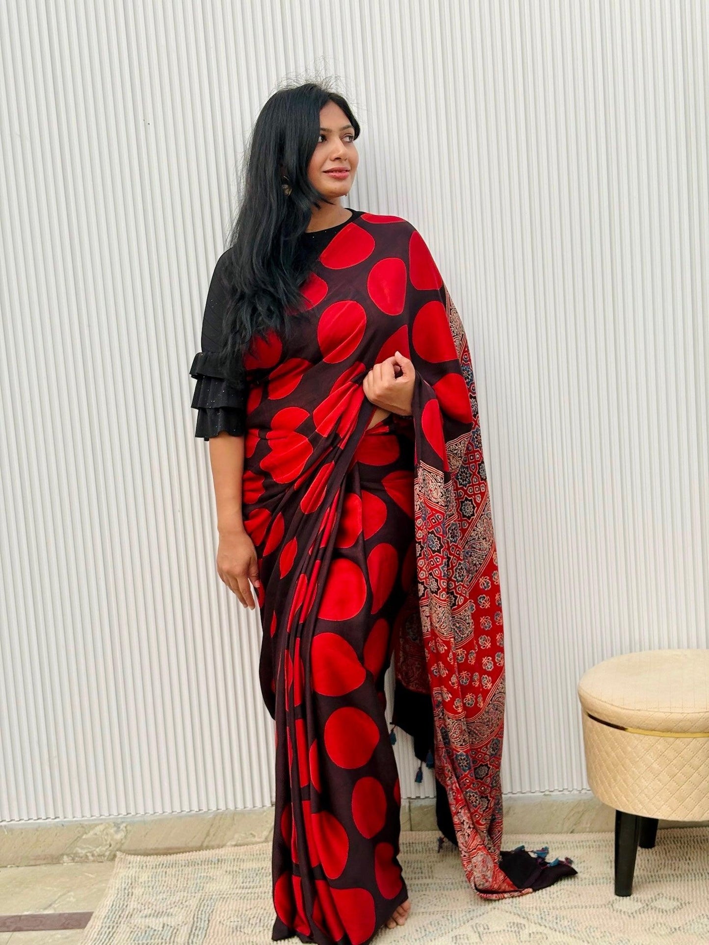BINDU : AJRAKH HANDBLOCK MODAL SILK SAREE
