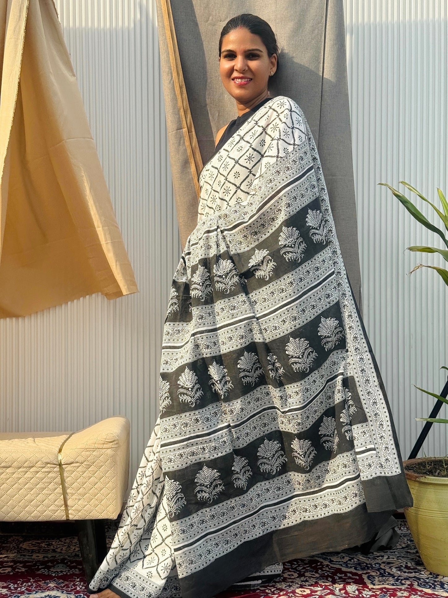 SHRUTIKA_Heritage Sanganeri Hand Block Printed Pure Cotton Saree