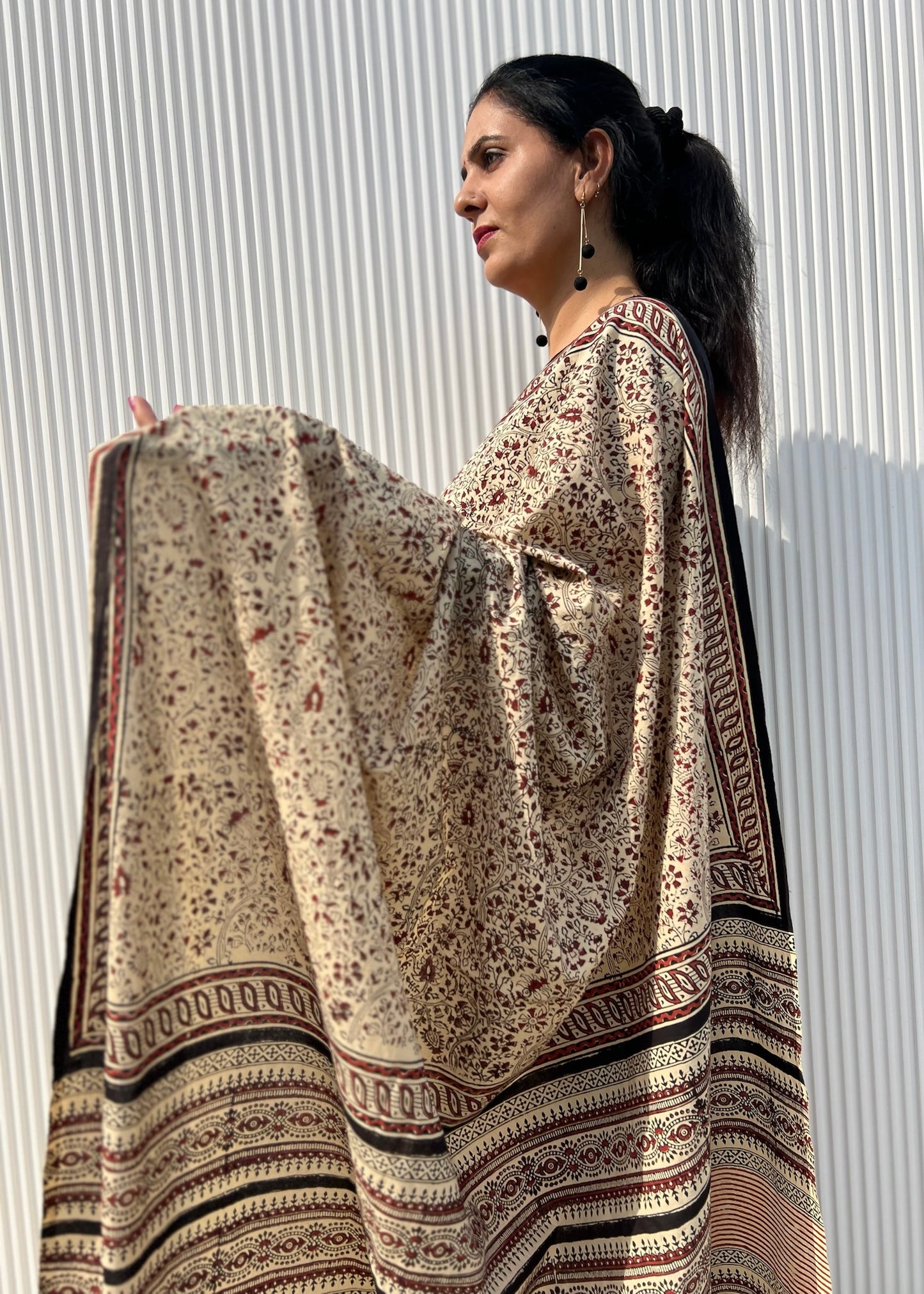 CHITRA_Heritage Bagru Hand Block Printed Pure Cotton Saree