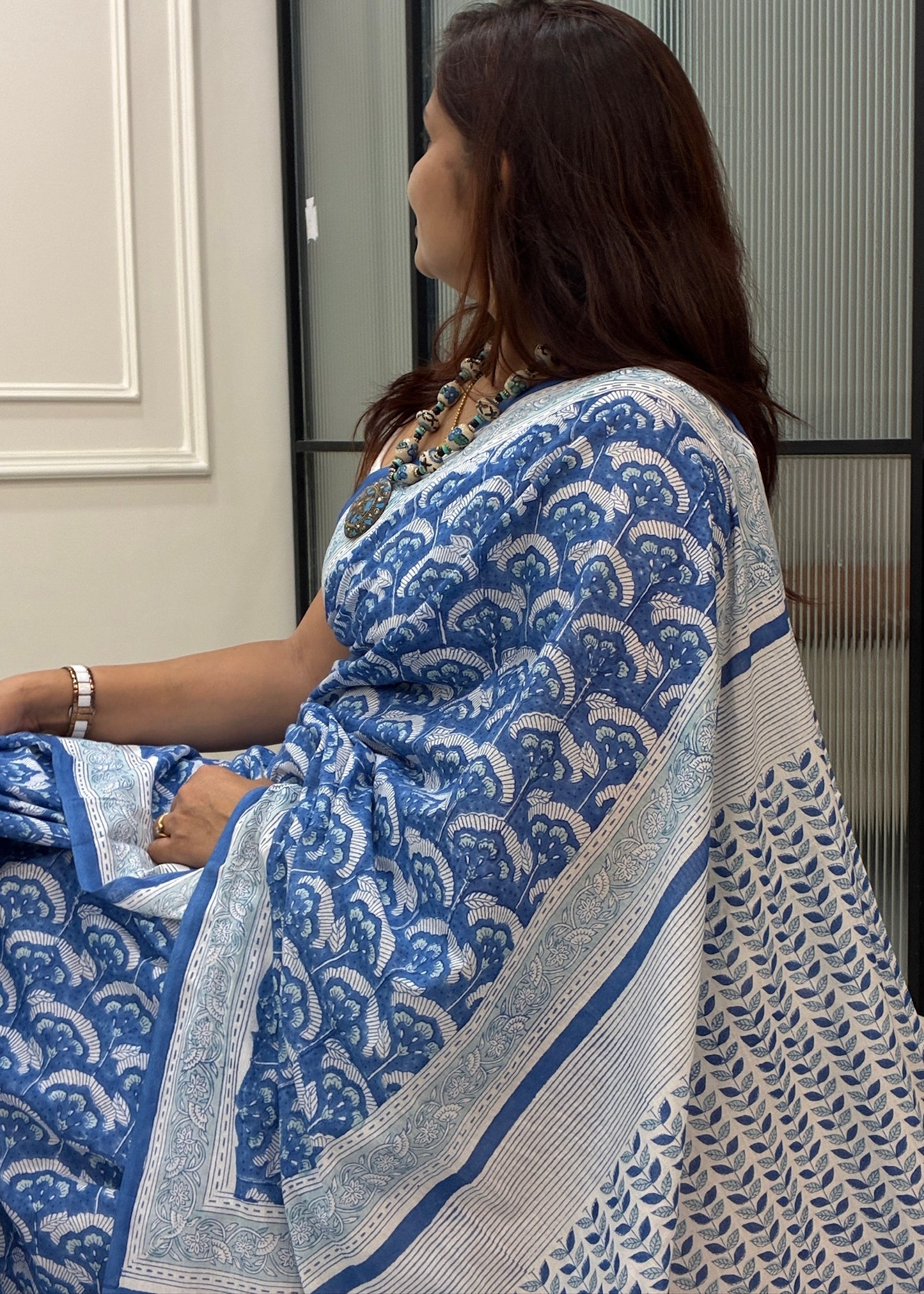 NIKITA_Heritage Sanganeri Hand Block Printed Pure Cotton Saree