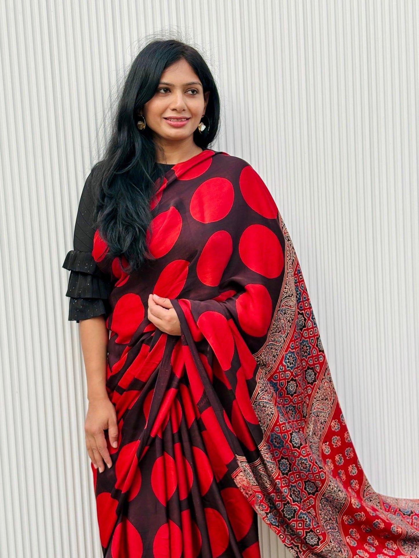 BINDU : AJRAKH HANDBLOCK MODAL SILK SAREE