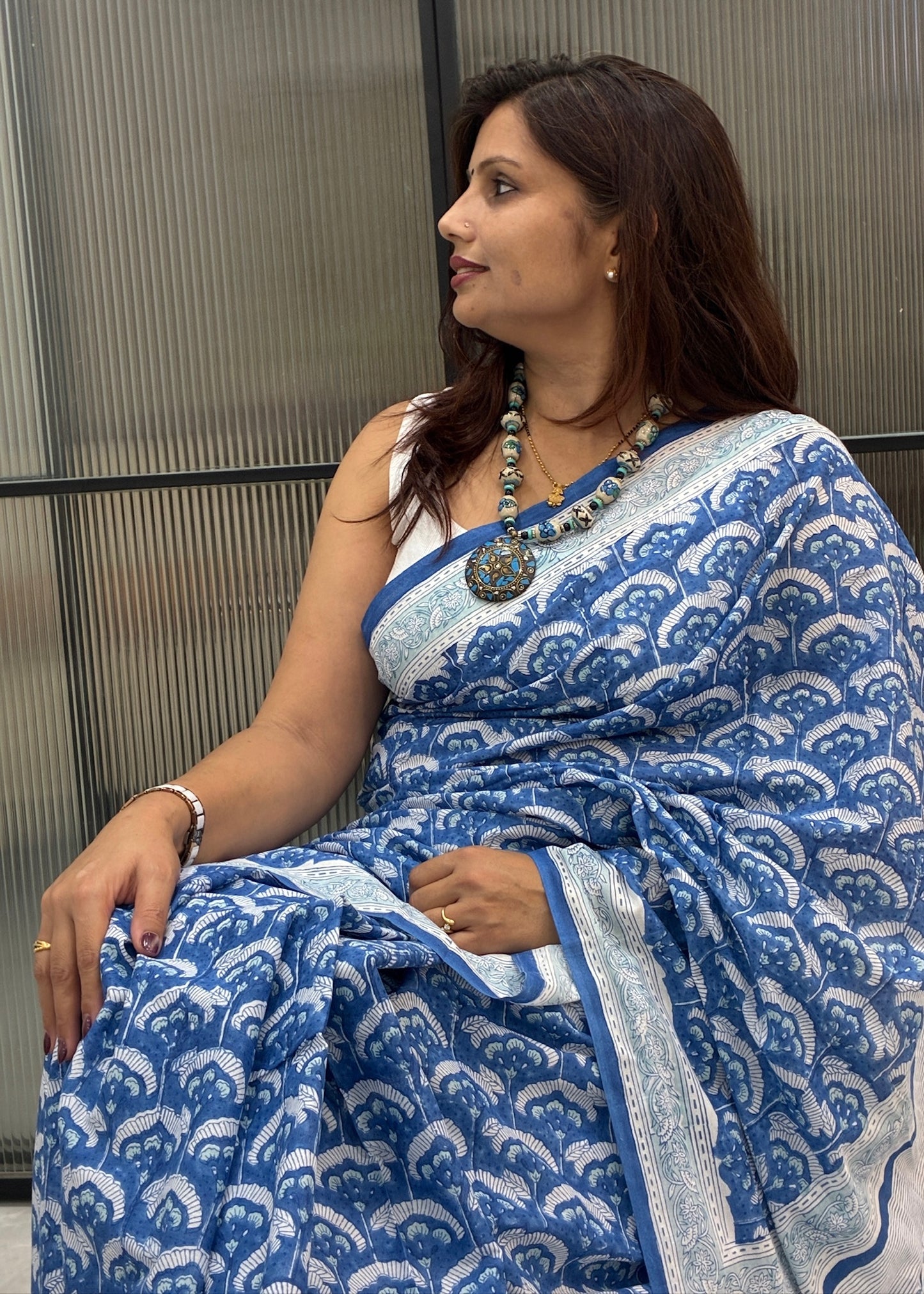 NIKITA_Heritage Sanganeri Hand Block Printed Pure Cotton Saree