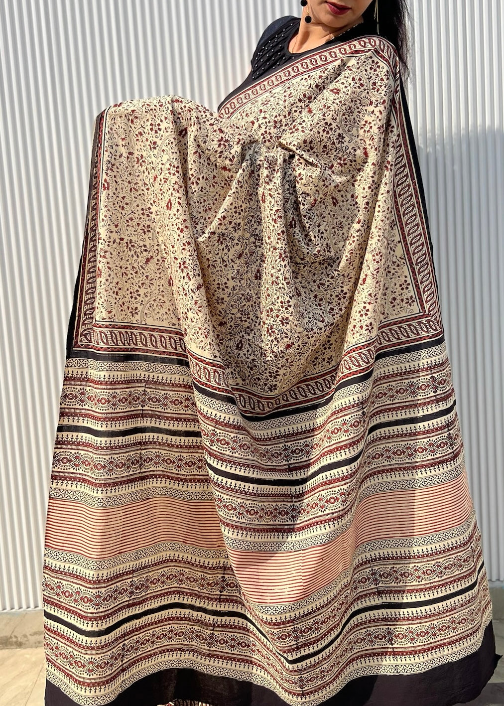 CHITRA_Heritage Bagru Hand Block Printed Pure Cotton Saree