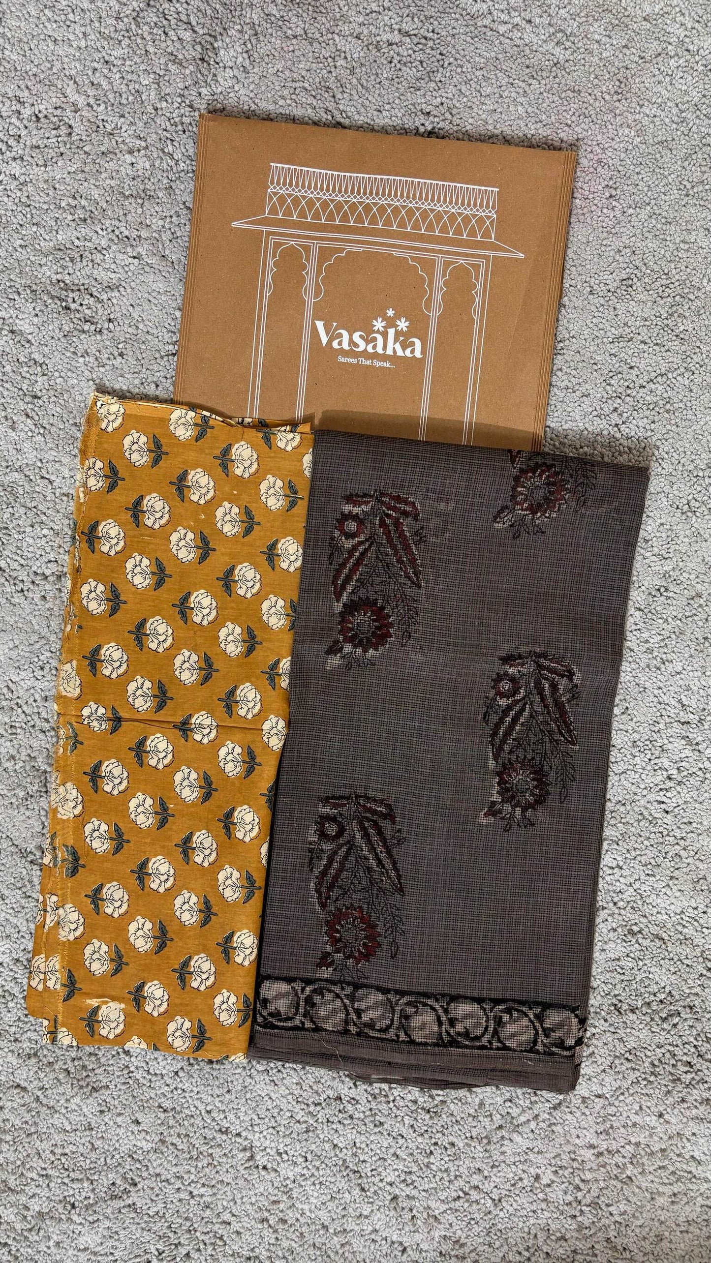 Coffee Brown Jahota Print _ Kota Doria Saree