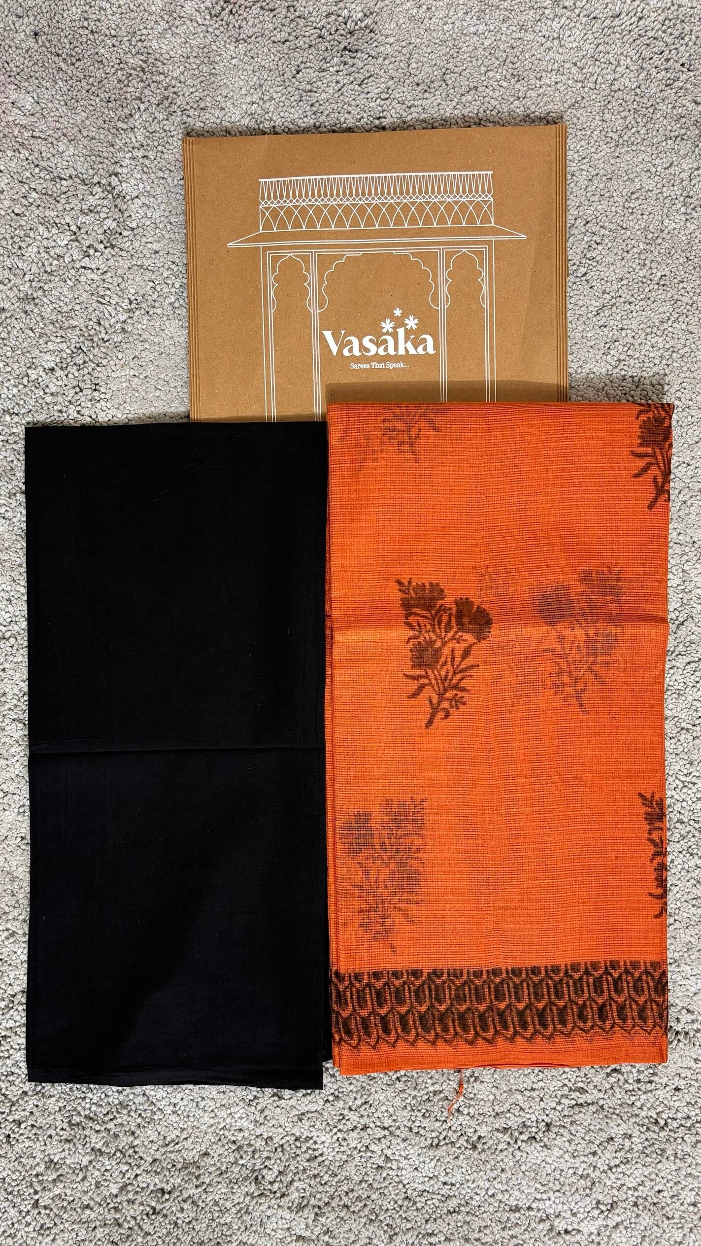Rust Orange - Kota Doria Saree