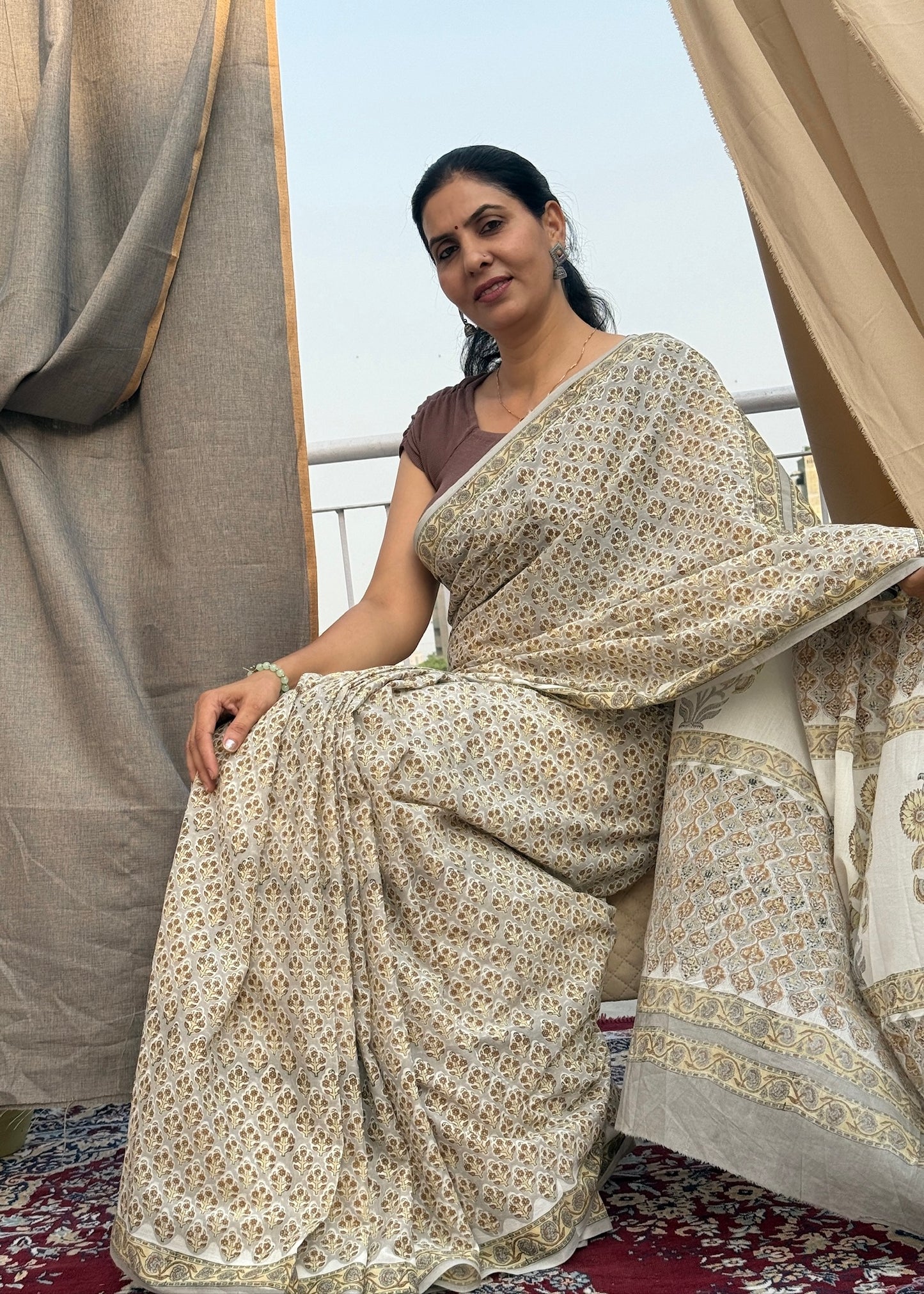 GARIMA_Heritage Sanganeri Hand Block Printed Pure Cotton Saree