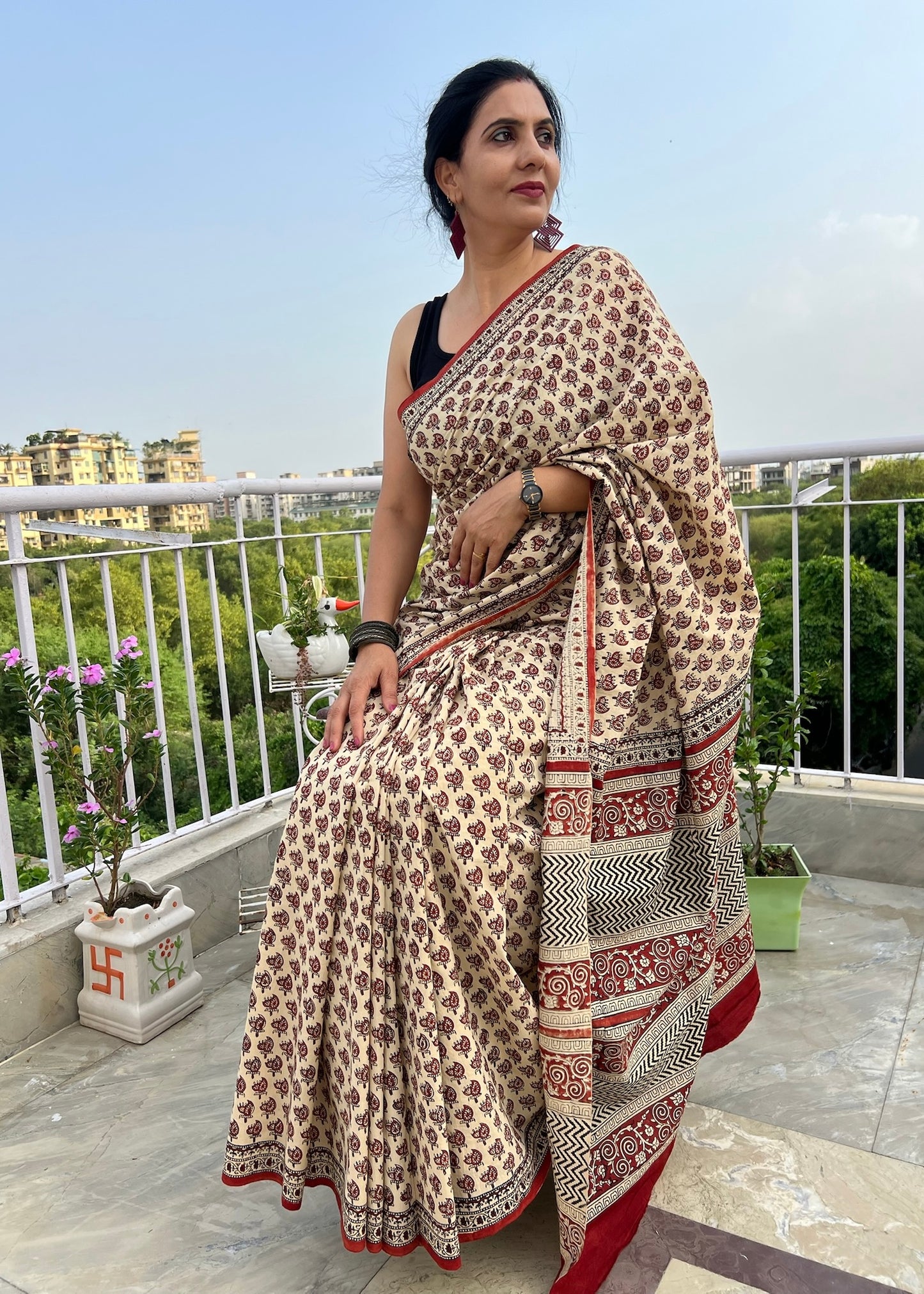 CHAHAK_Heritage Bagru Hand Block Printed Pure Cotton Saree
