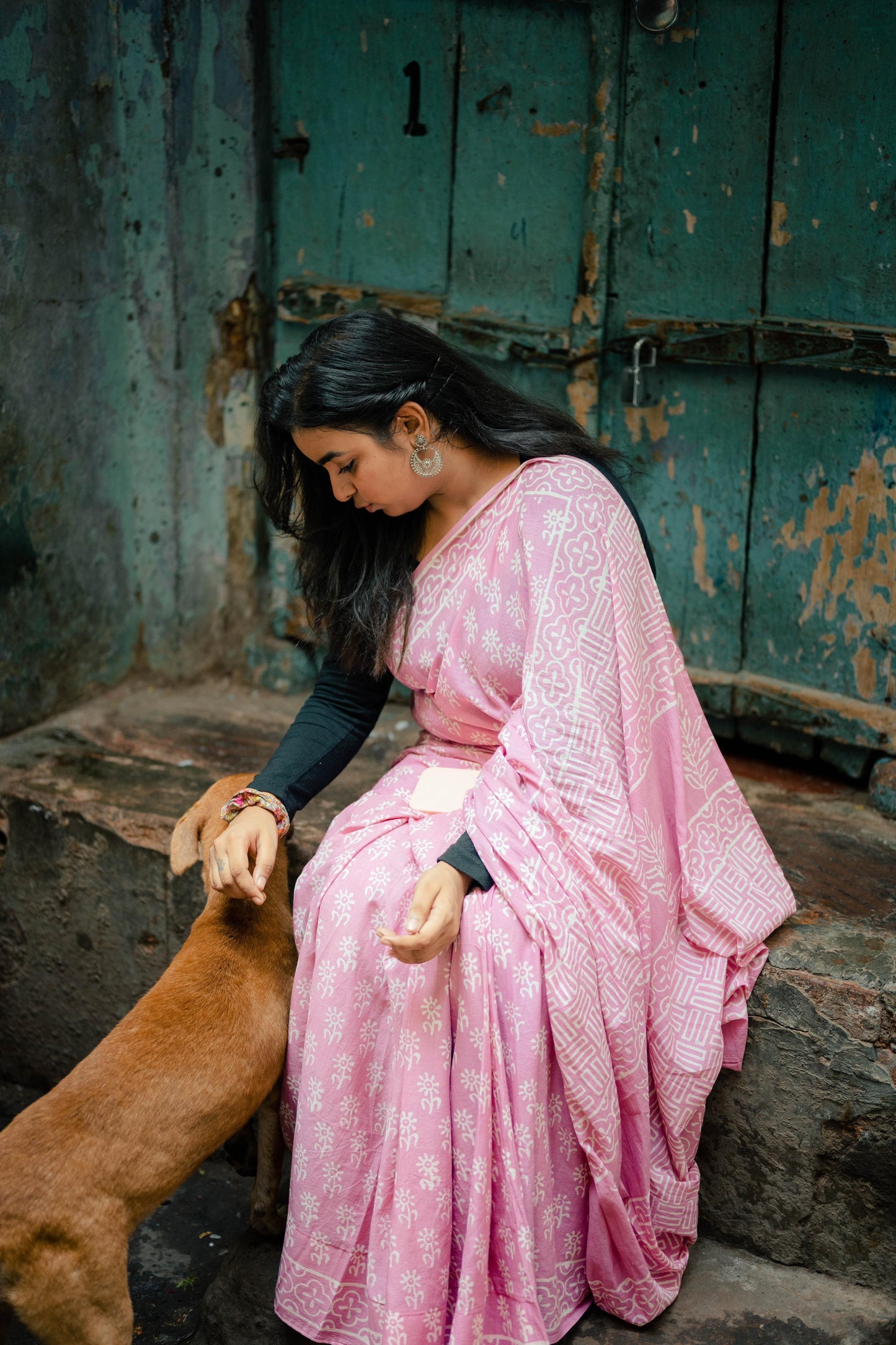 Pastel Pink Hand Block Printed Cotton Saree - Vasaka Jaipur