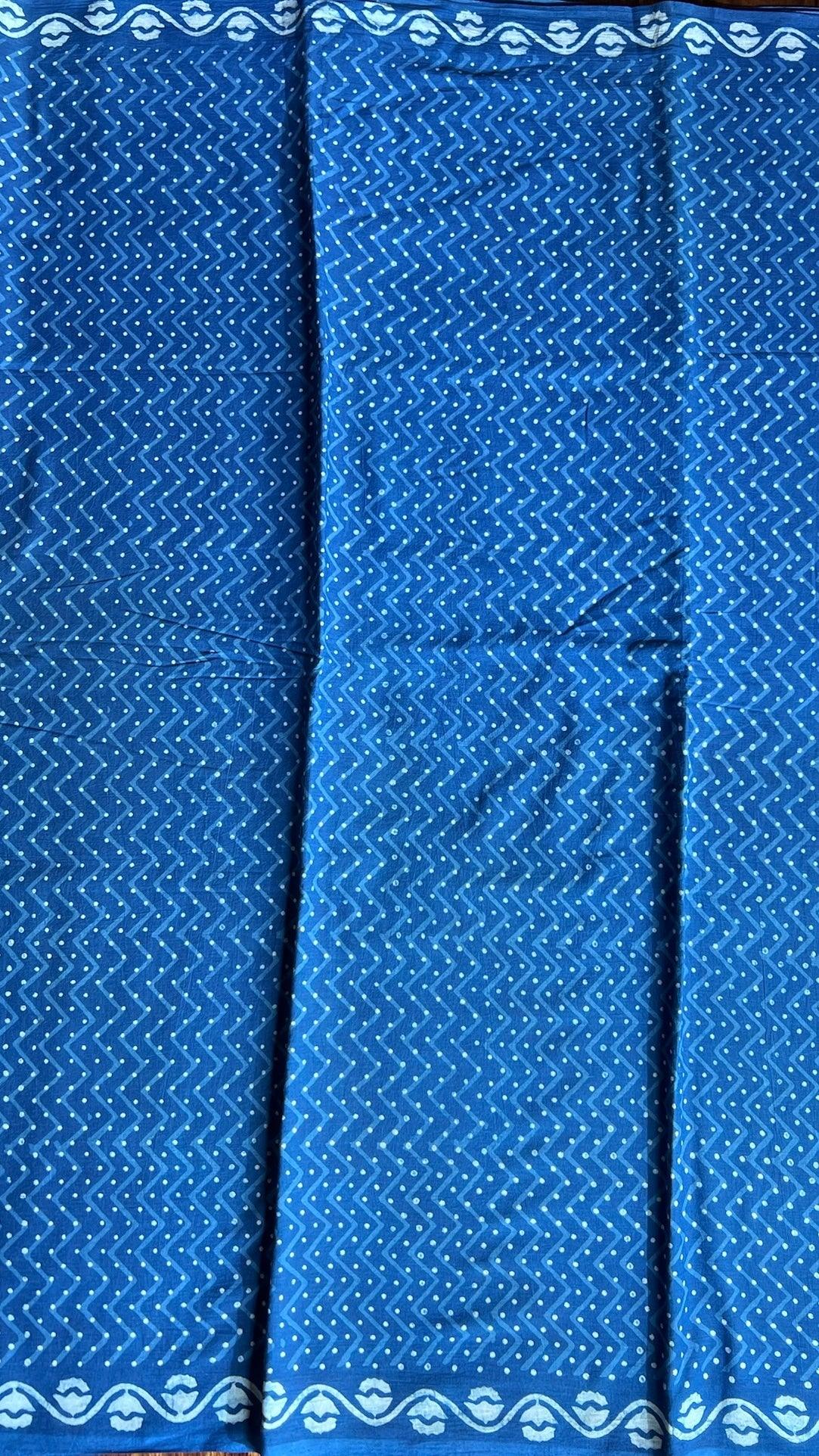 NISHKA_ Indigo Natural Dye Dabu HBP Mul Cotton Saree