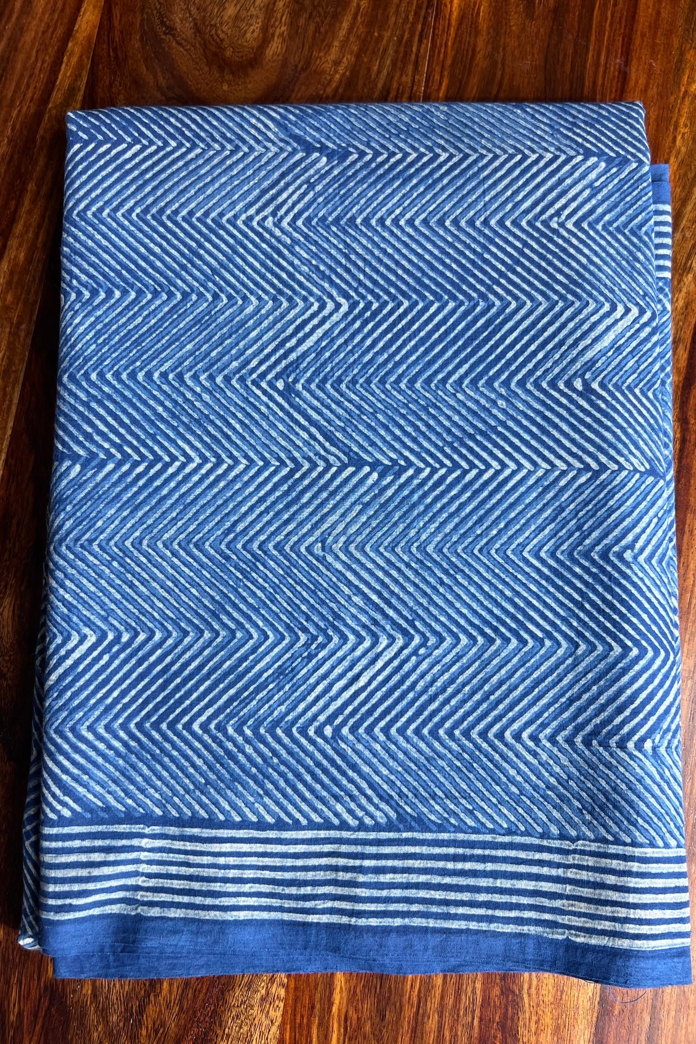 AKOLA INDIGO_ Dabu Hand Block Mulmul Cotton Saree