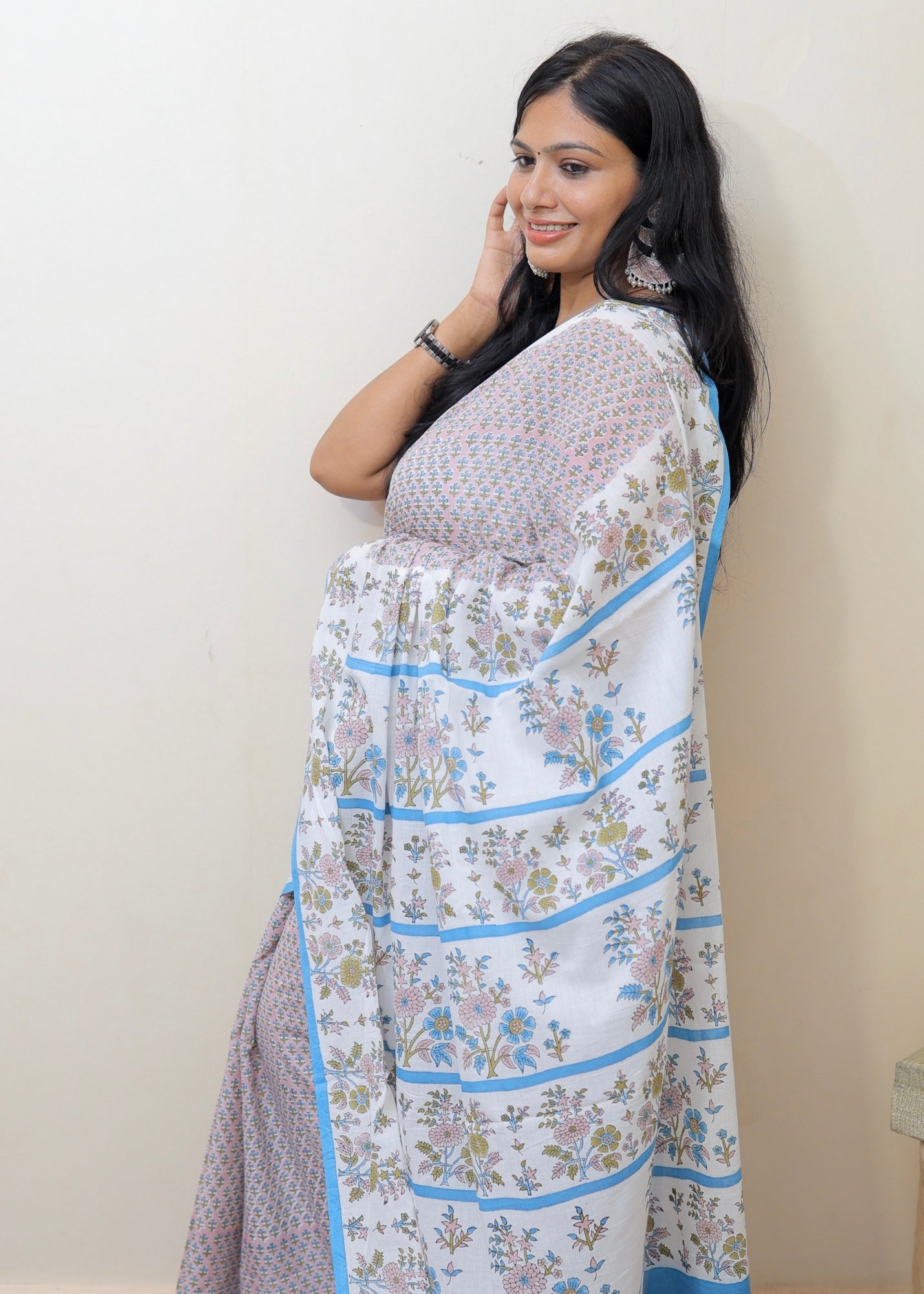 PRACHI_Heritage Sanganeri Hand Block Printed Pure Cotton Saree