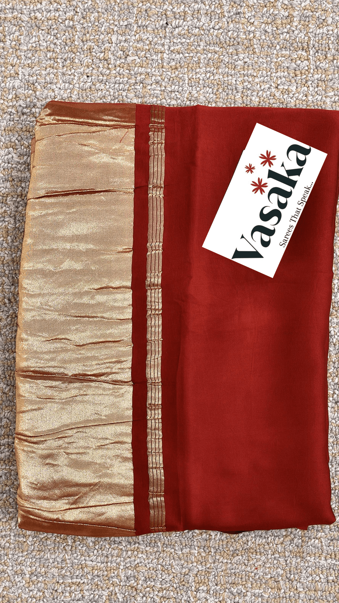 Maroonish Red Colour Modal Plain Saree With Tissue Pallu - Vasaka Jaipur