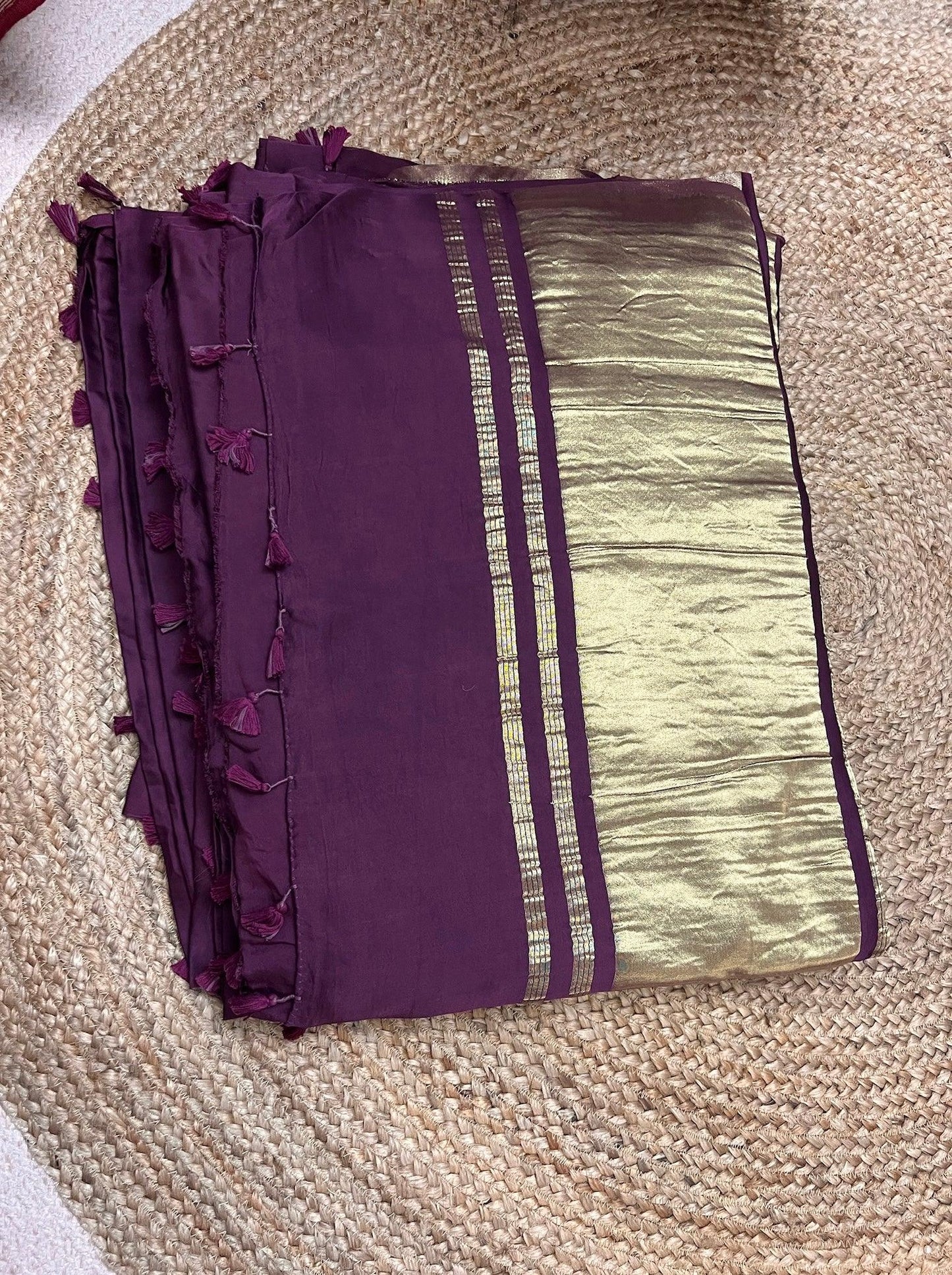 Purple Colour Modal Plain Saree With Tissue Pallu - Vasaka Jaipur