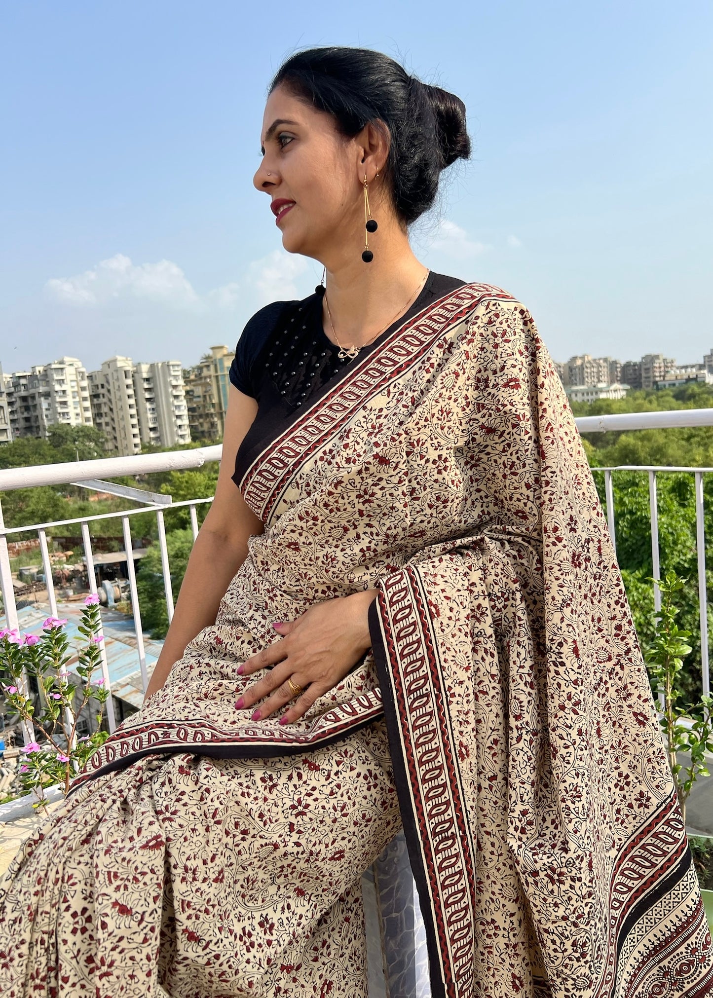 CHITRA_Heritage Bagru Hand Block Printed Pure Cotton Saree