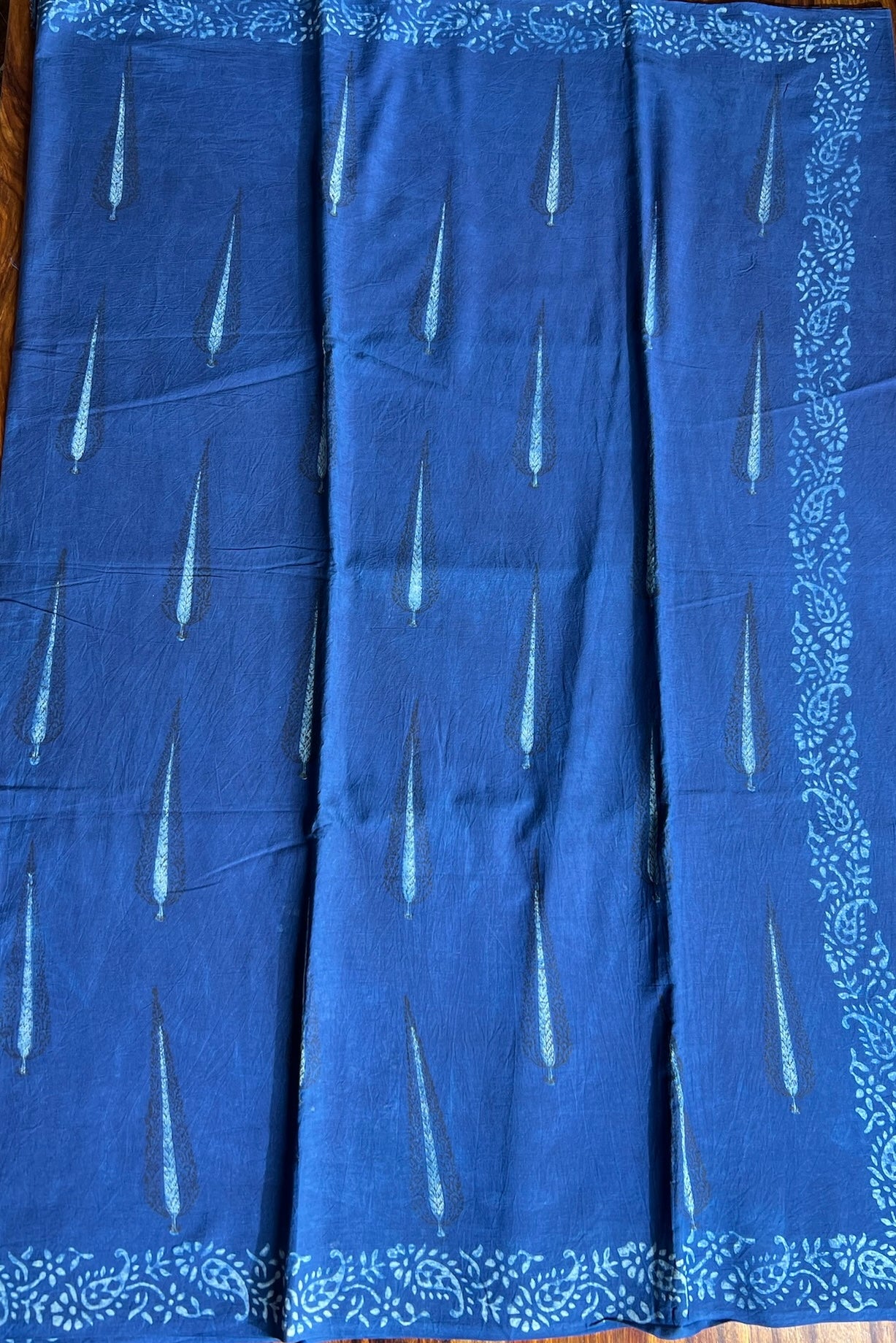 AKOLA INDIGO_ Dabu Hand Block Mulmul Cotton Saree
