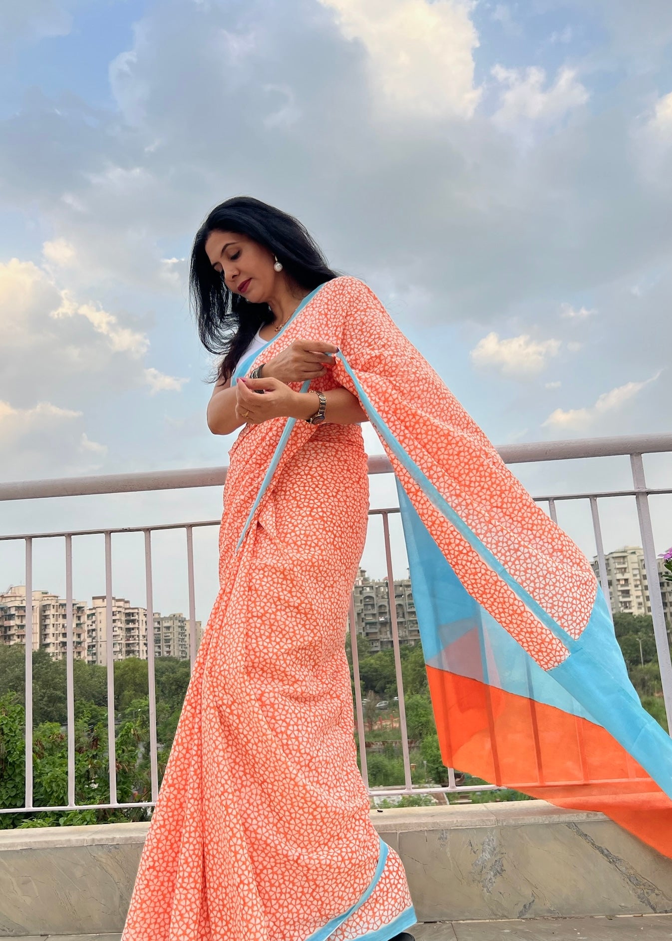 Oorja_Heritage Hand Block Printed Pure Cotton Saree