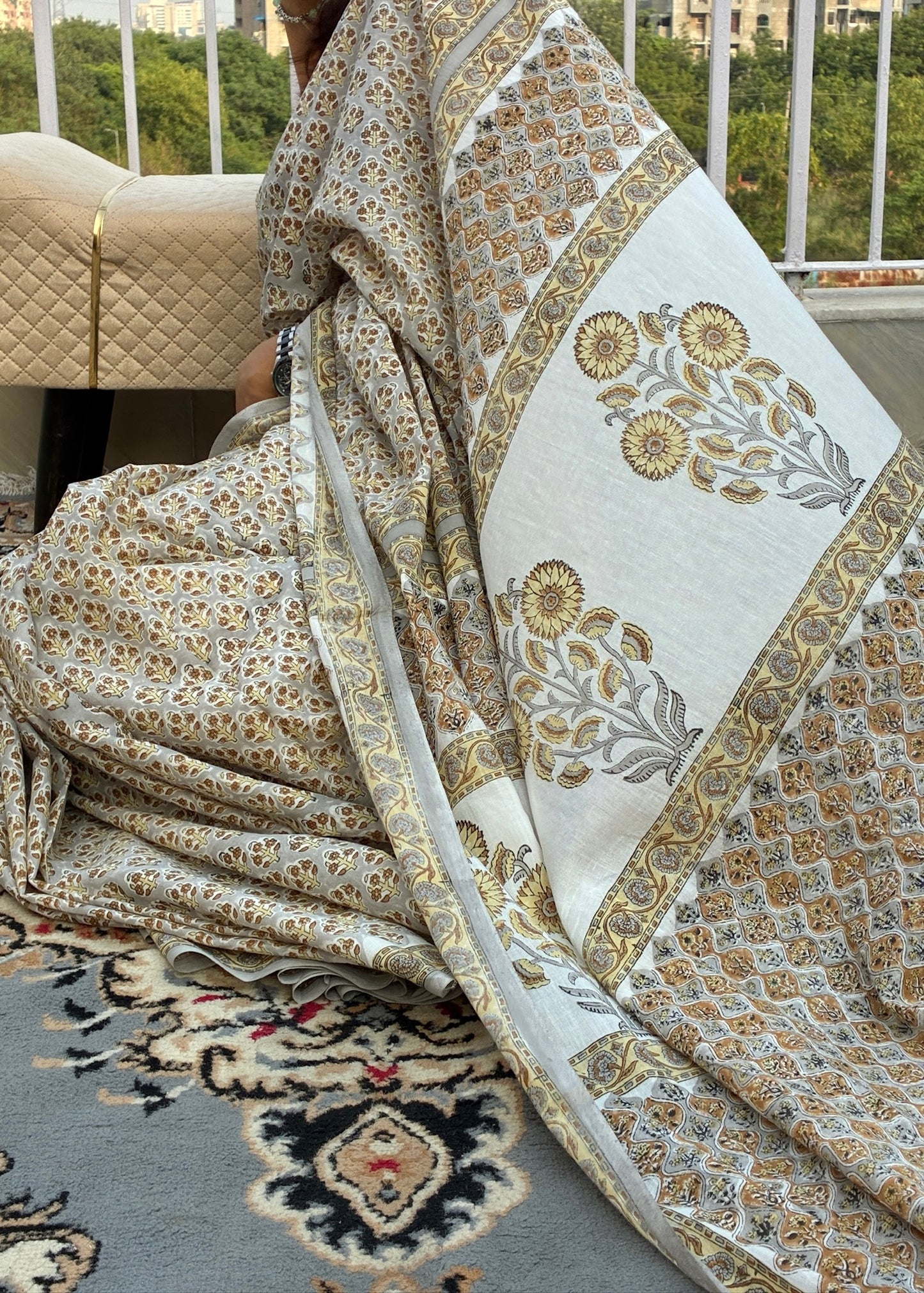 GARIMA_Heritage Sanganeri Hand Block Printed Pure Cotton Saree