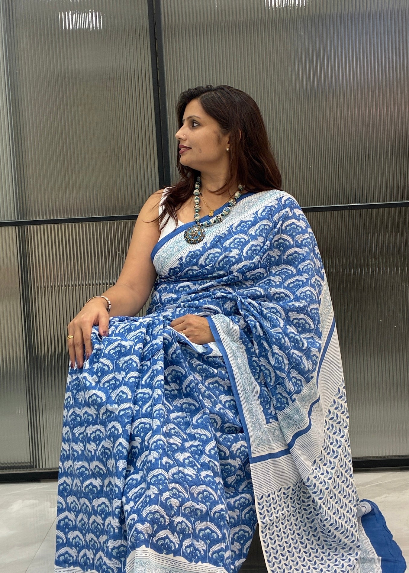 NIKITA_Heritage Sanganeri Hand Block Printed Pure Cotton Saree