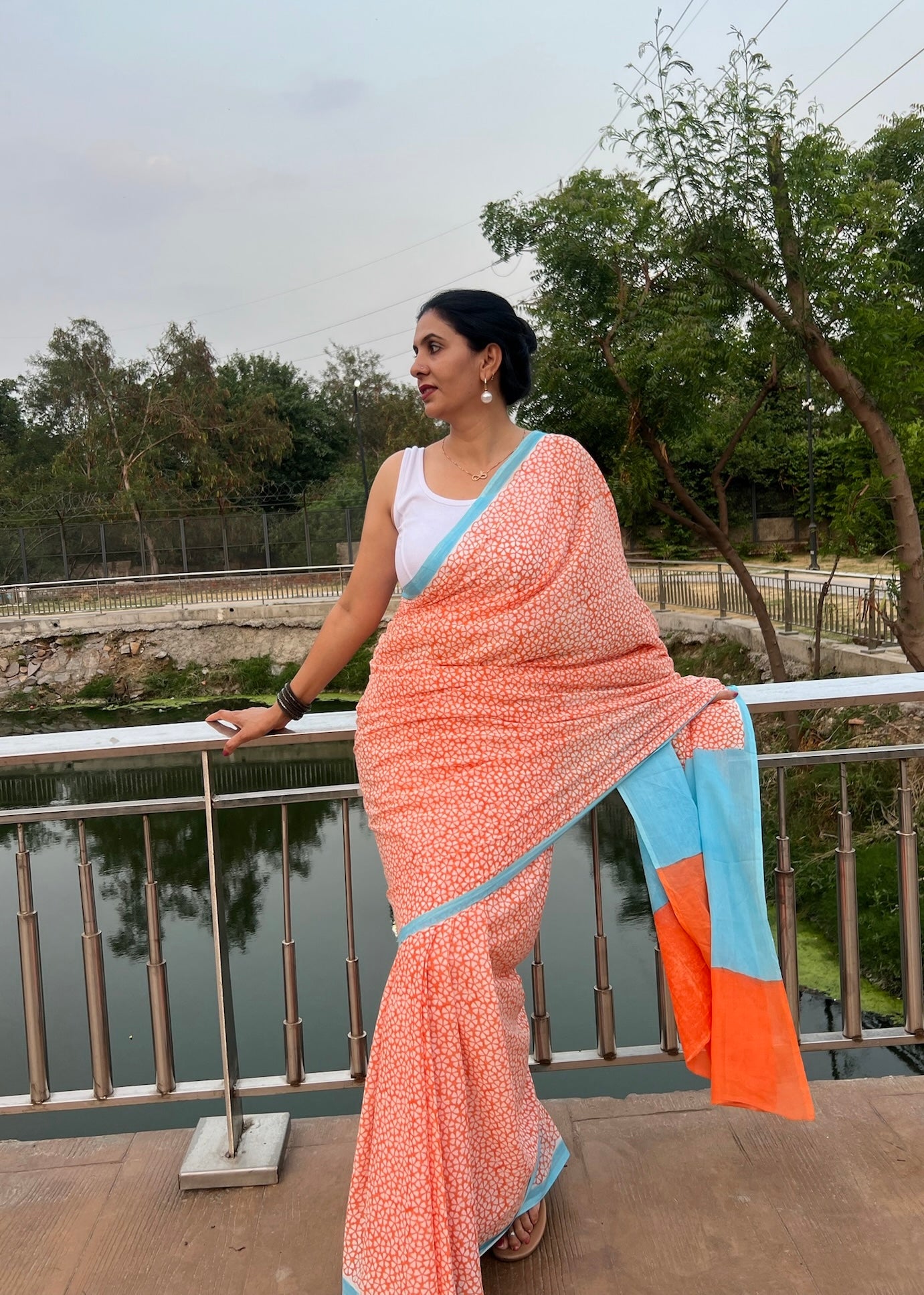 Oorja_Heritage Hand Block Printed Pure Cotton Saree