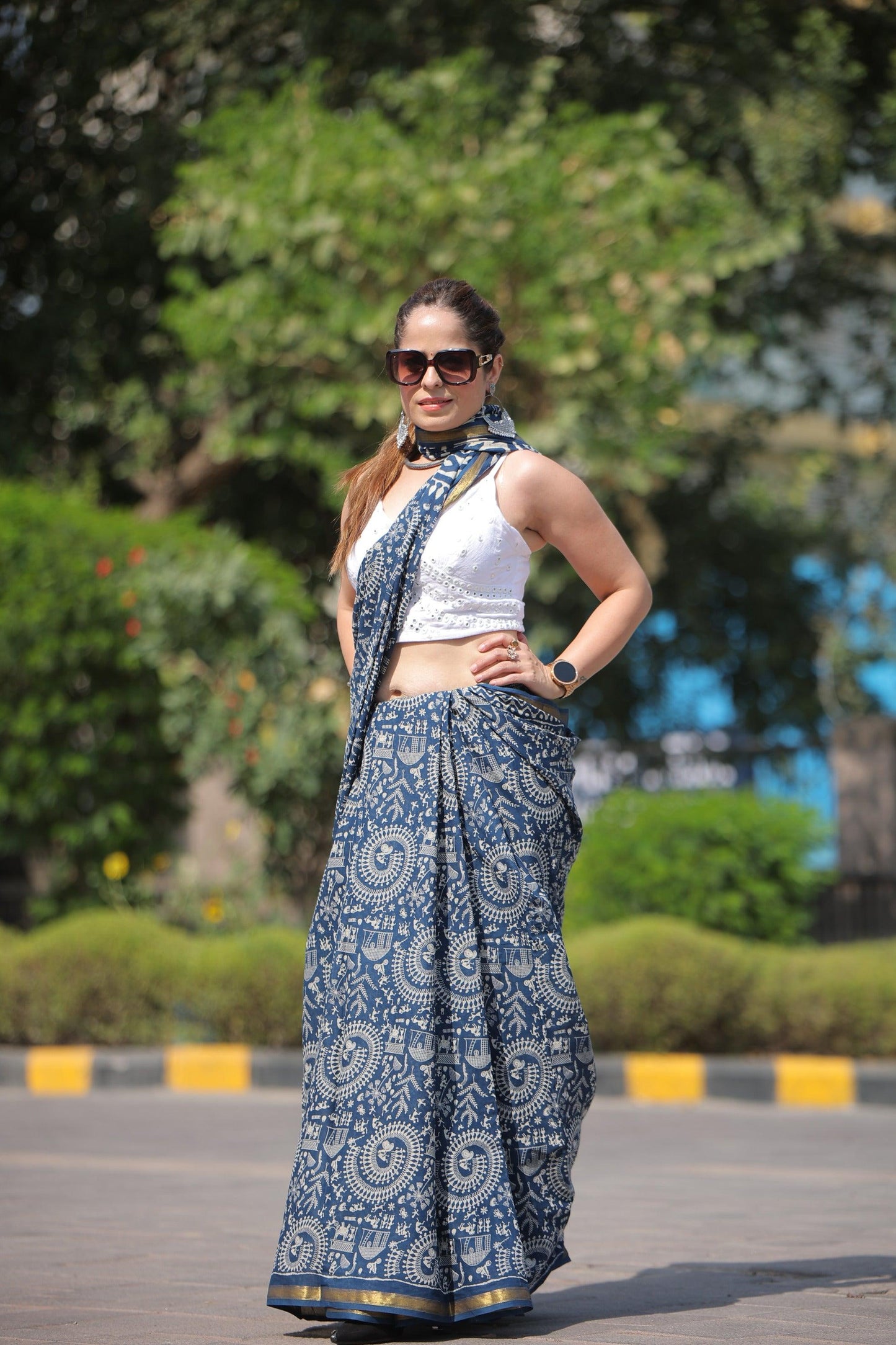 Warli Print Mul Cotton Saree