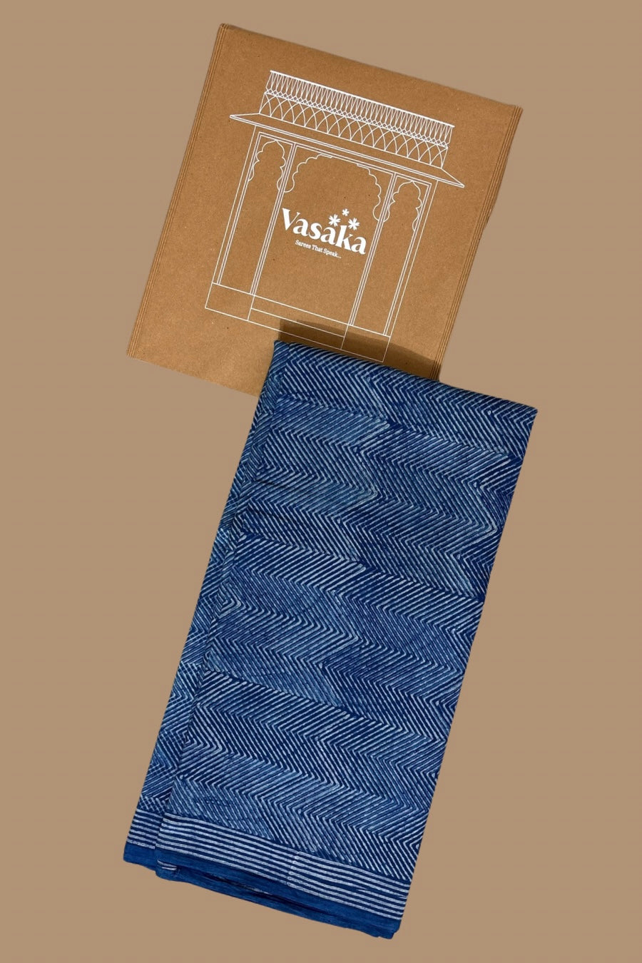 AKOLA INDIGO_ Dabu Hand Block Mulmul Cotton Saree
