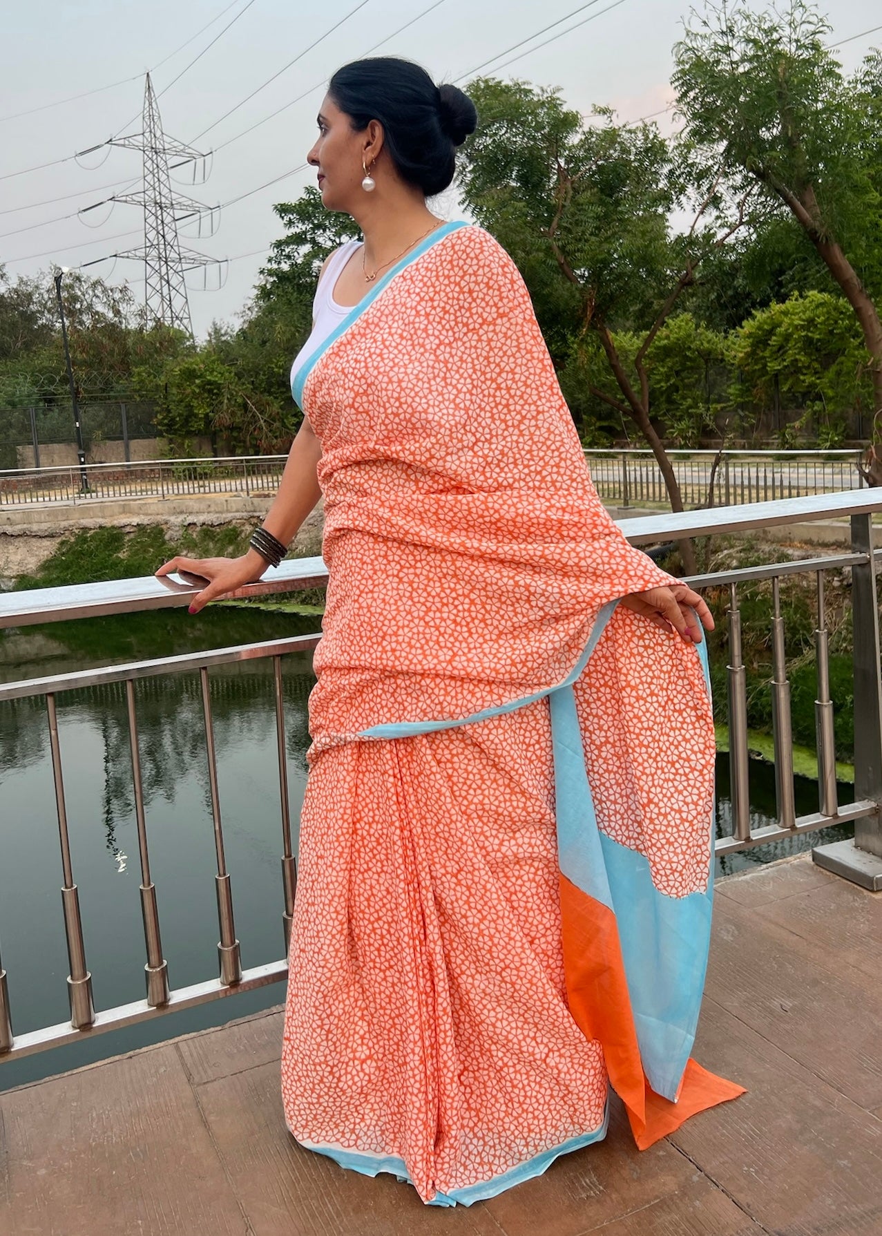 Oorja_Heritage Hand Block Printed Pure Cotton Saree