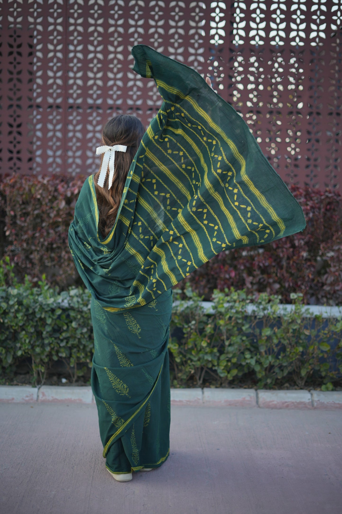 Gitika_Dhara Earthy Dabu Green Cotton Saree