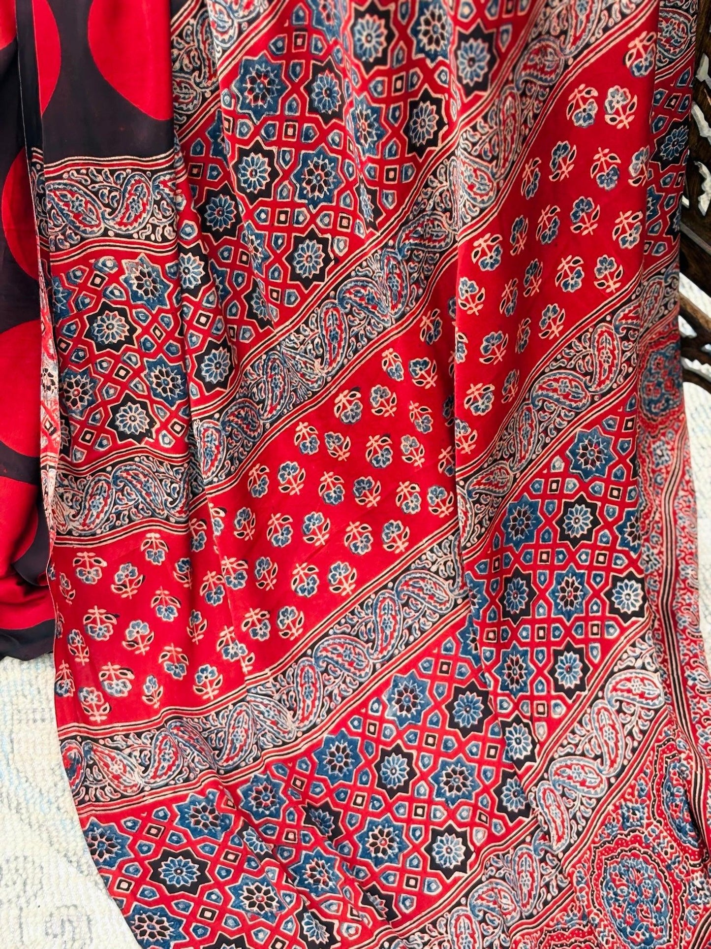 BINDU : AJRAKH HANDBLOCK MODAL SILK SAREE