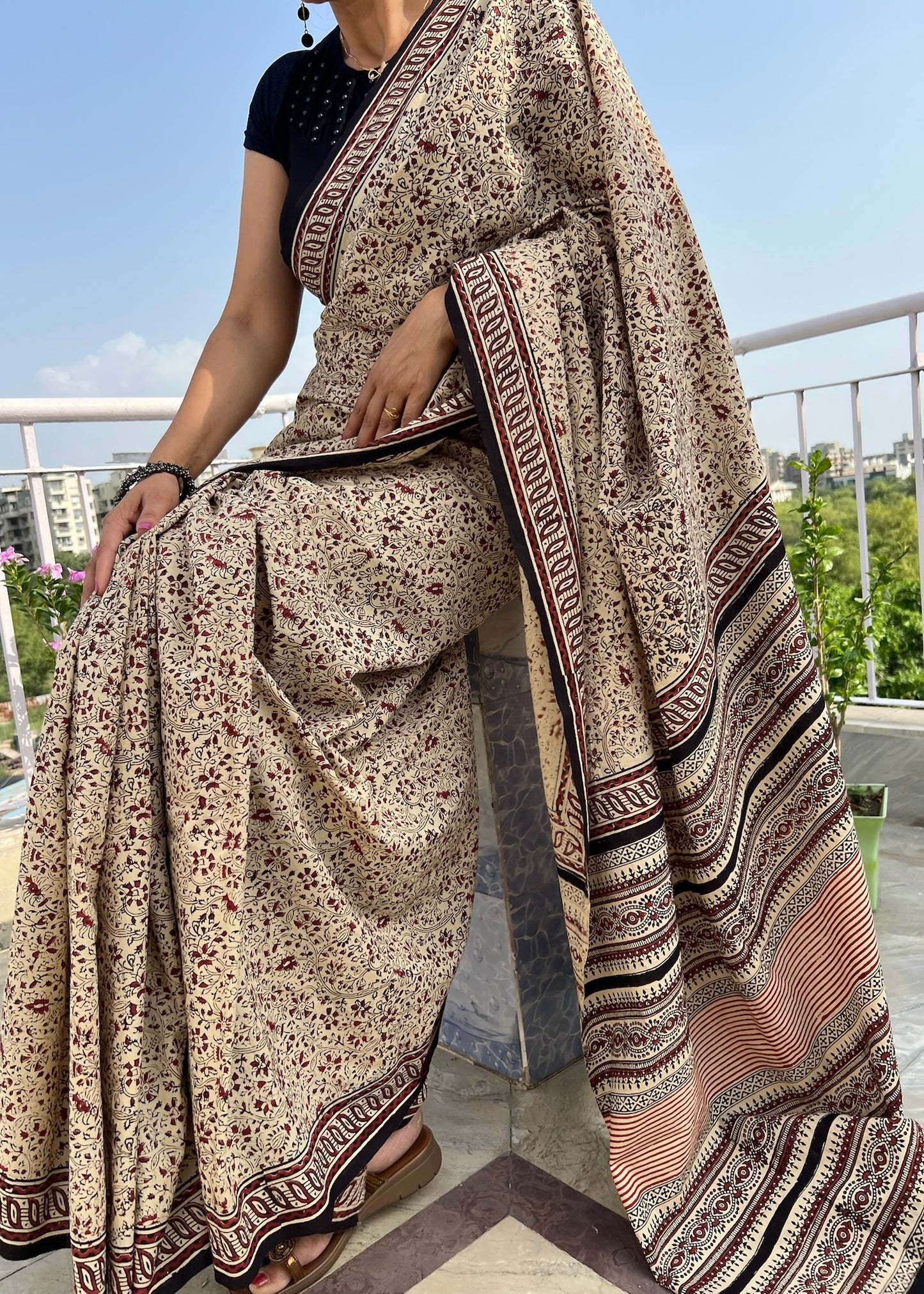 CHITRA_Heritage Bagru Hand Block Printed Pure Cotton Saree