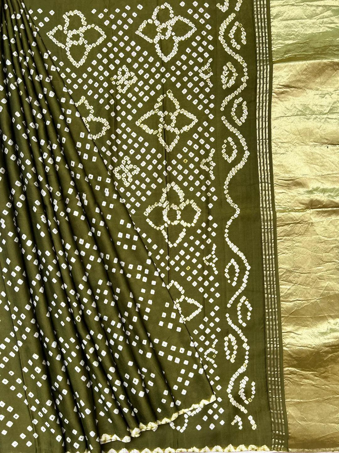 HEENA : BANDHEJ SAREE WITH TISSUE PALLA - Vasaka Jaipur