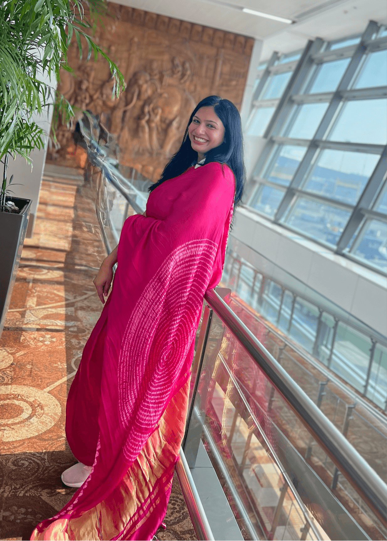 Pink - Modal Saree With Kumo Shibori - Vasaka Jaipur