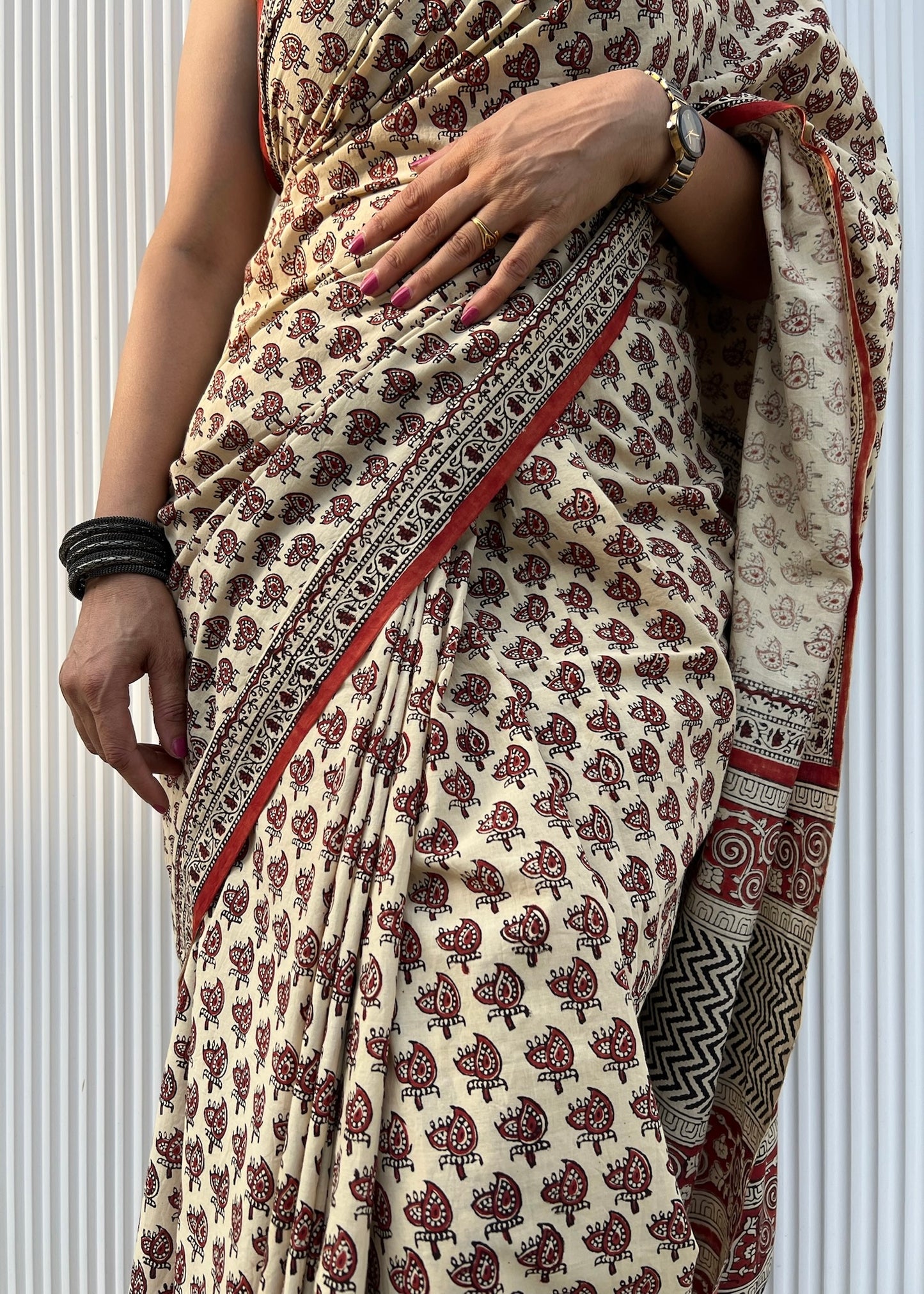CHAHAK_Heritage Bagru Hand Block Printed Pure Cotton Saree