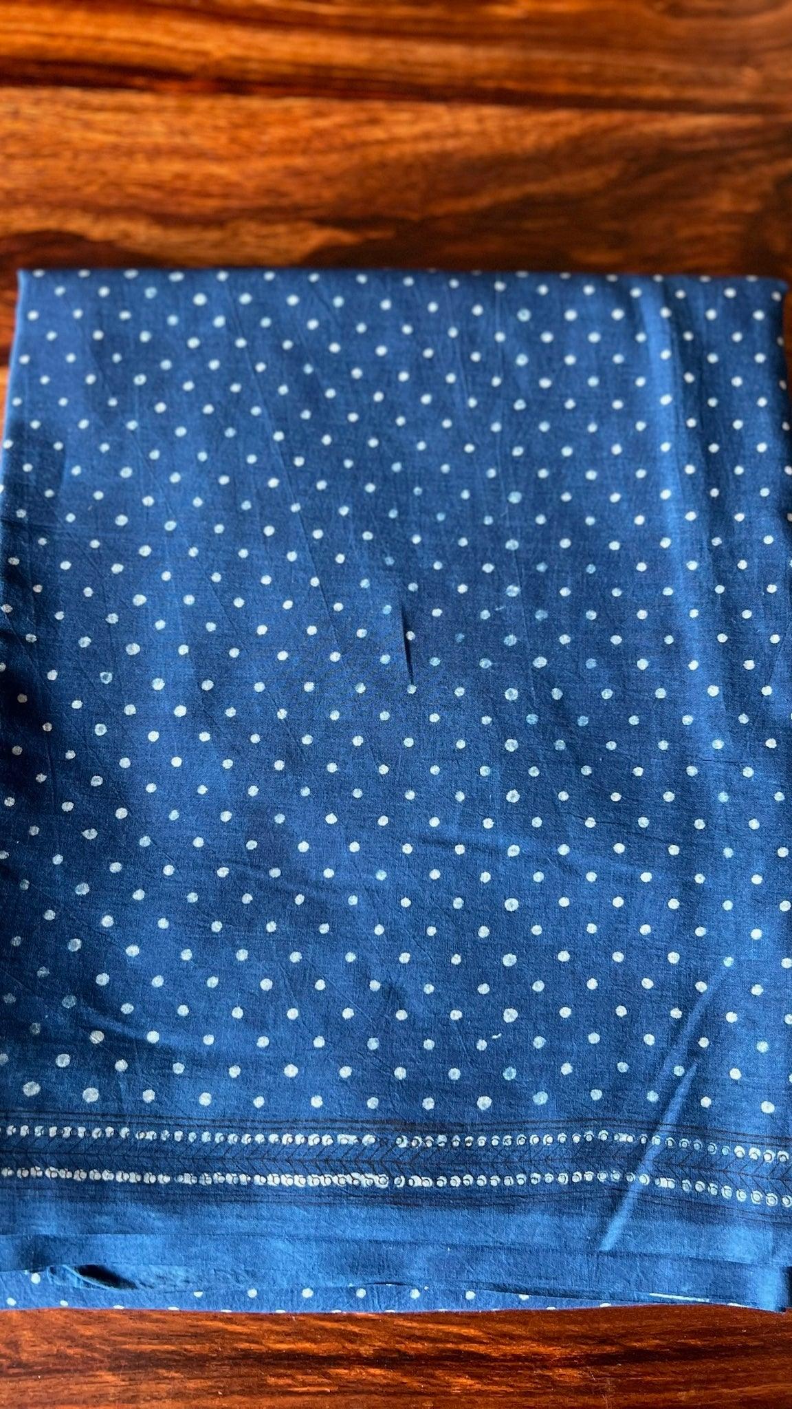 NIYATHI_ Indigo Natural Dye Dabu HBP Mul Cotton Saree