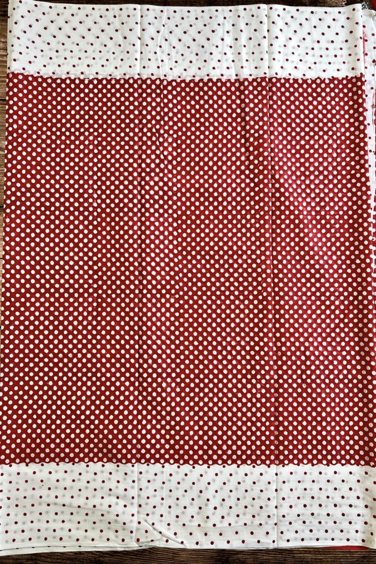 Red - Dots Hand Block Print Cotton Saree