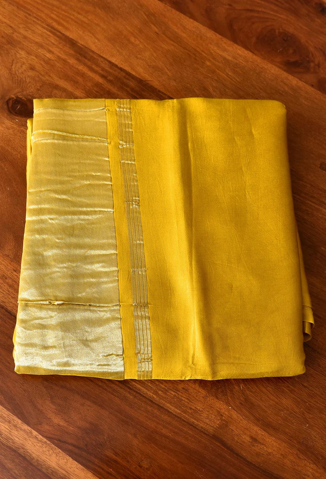 Yellow Colour Modal Plain Saree With Tissue Pallu - Vasaka Jaipur