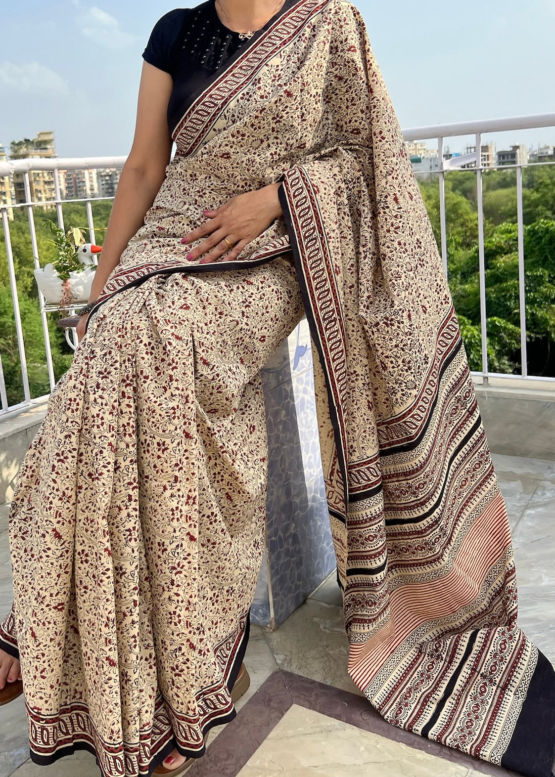 CHITRA_Heritage Bagru Hand Block Printed Pure Cotton Saree