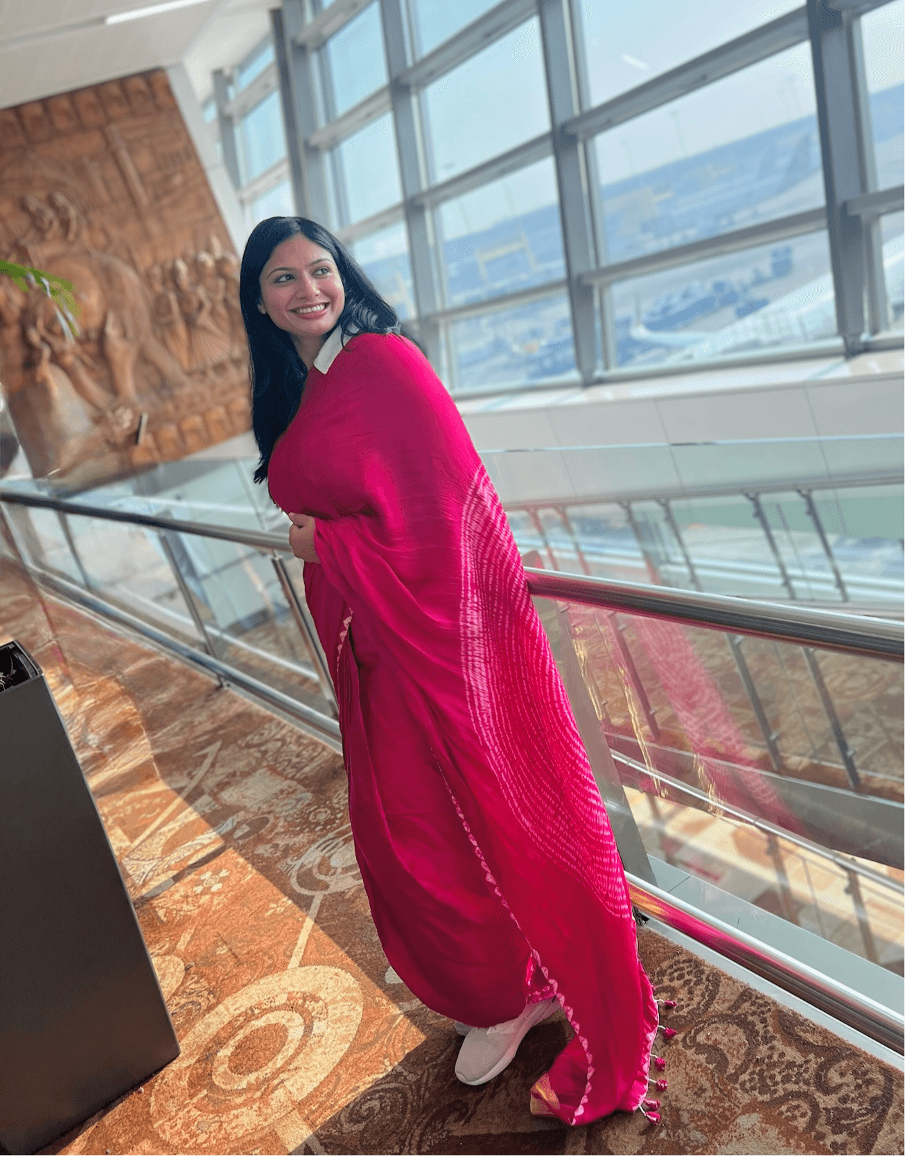 Pink - Modal Saree With Kumo Shibori - Vasaka Jaipur